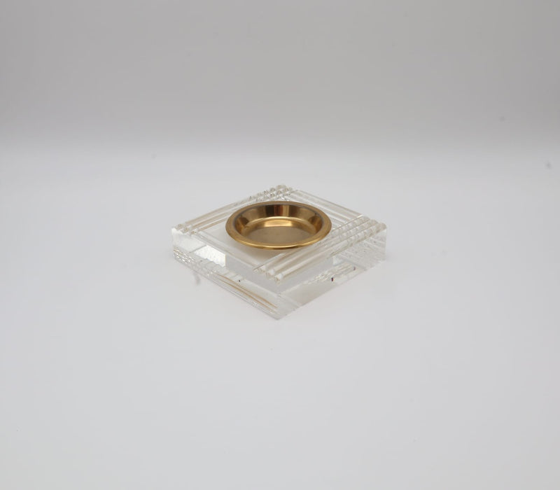 1970s Italian Lucite & Brass Geometric Vide-Poche / ashtray by Forma Finds | The Oblist