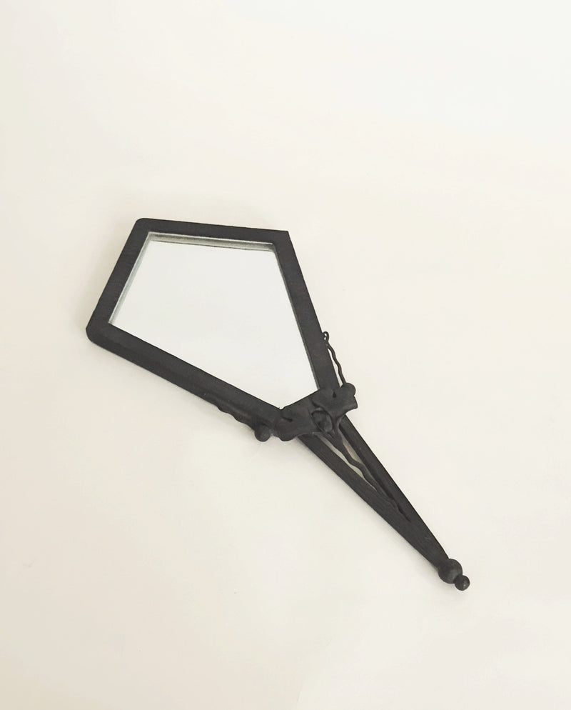 Art Deco Edgar-William Brandt Hand Mirror by Aesthete Label | The Oblist — black metal frame