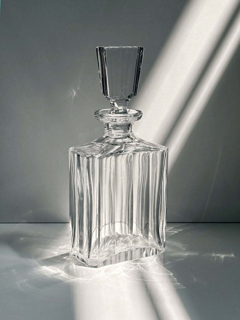 Italian Crystal Glass Decanter, 1970s — close-up of ribbed glass surface