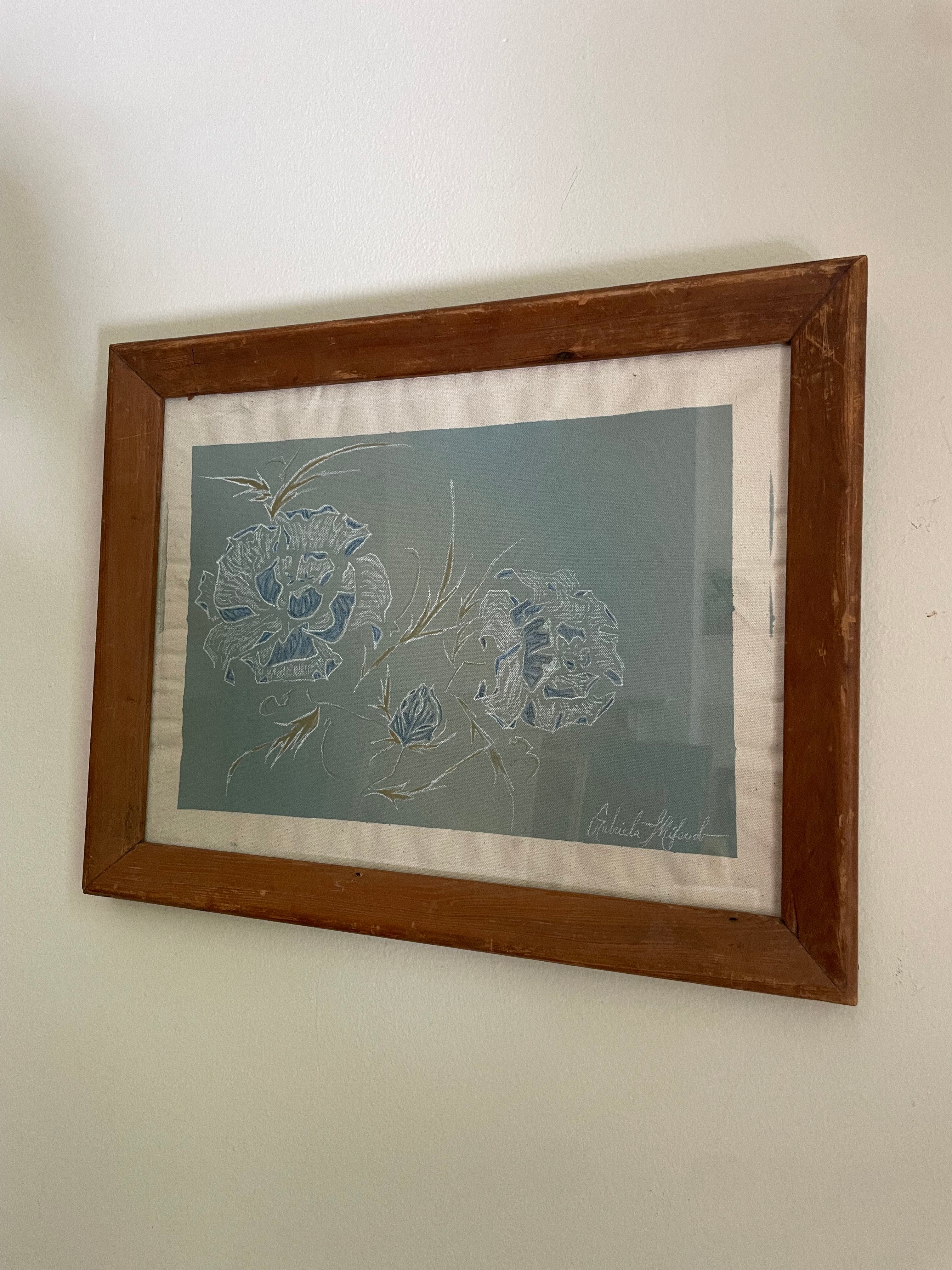 Blue Peony Original Painting — lifestyle setting