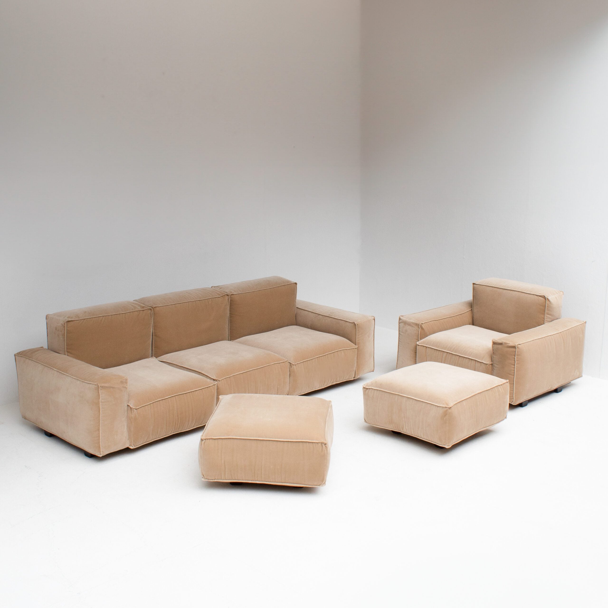 Marenco Marechiaro Modular Sofa Set for Arflex — side angle of beige fabric upholstery