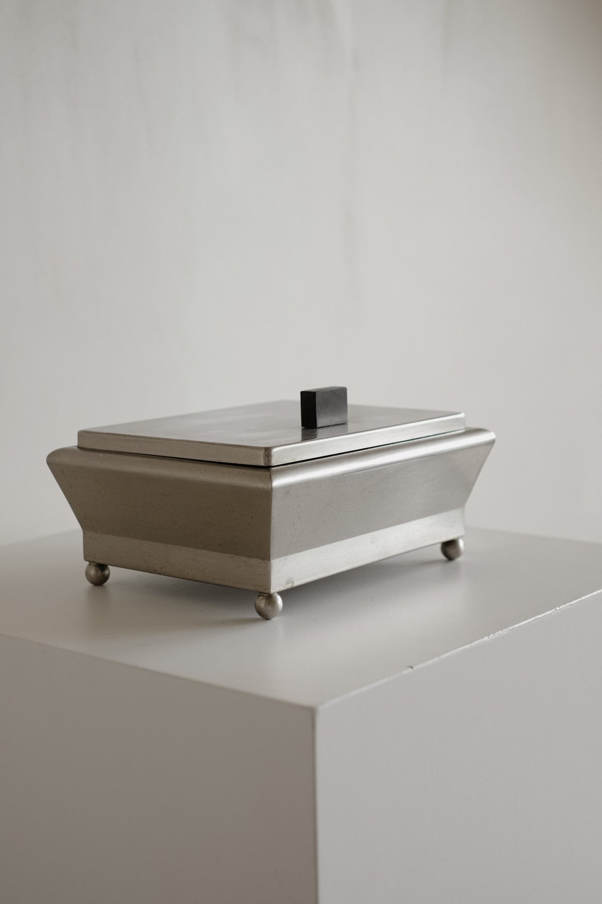 Art Deco Stainless Steel Box, 1930s — side angle
