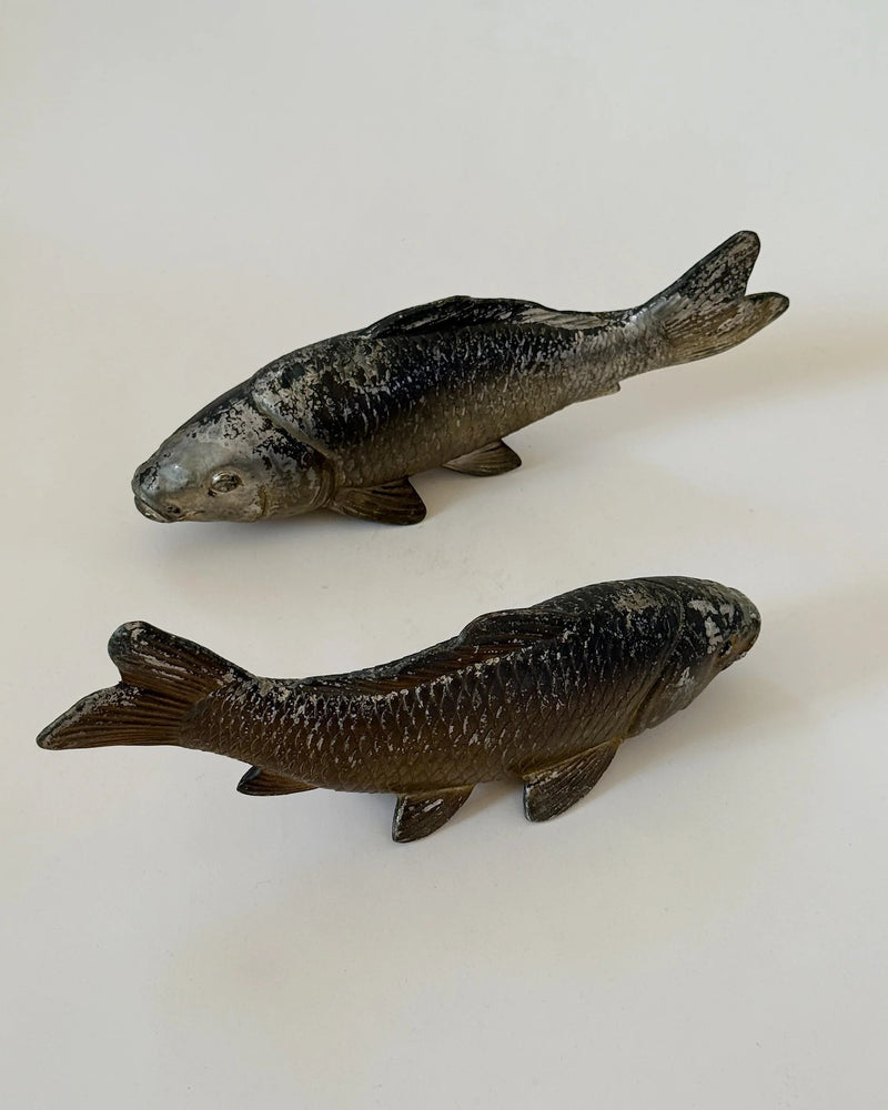 Cast Metal Koi Fish, Japan by Galerie Storm | The Oblist — handcrafted dark finish