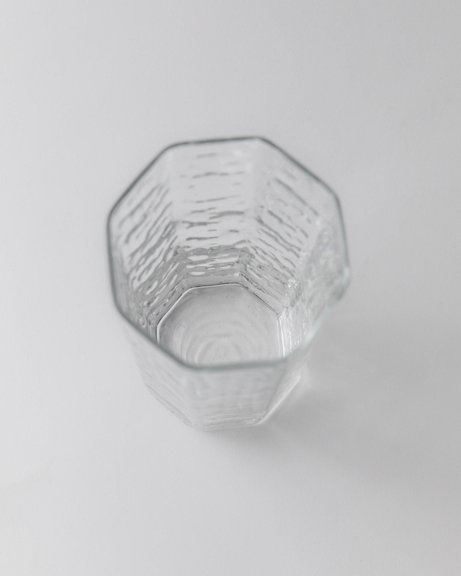 1970s Drinking Glasses Set of 5 by Luminarc — top view of clear textured glass