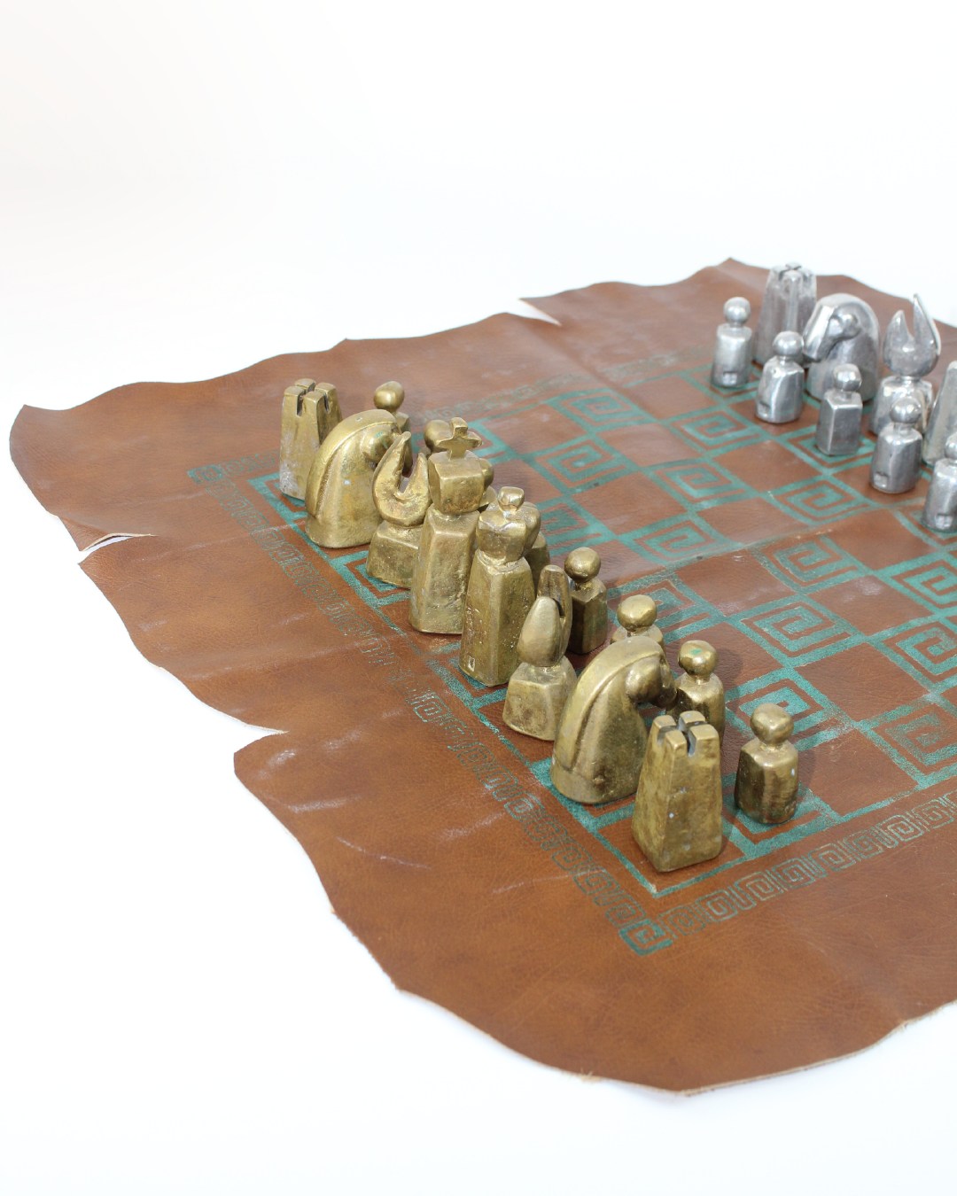 70's Brutalist Chess Set — side angle