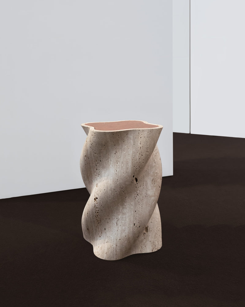 fUUUUsillo Travertine End Table by BURGIO | The Oblist — travertine material, modern design