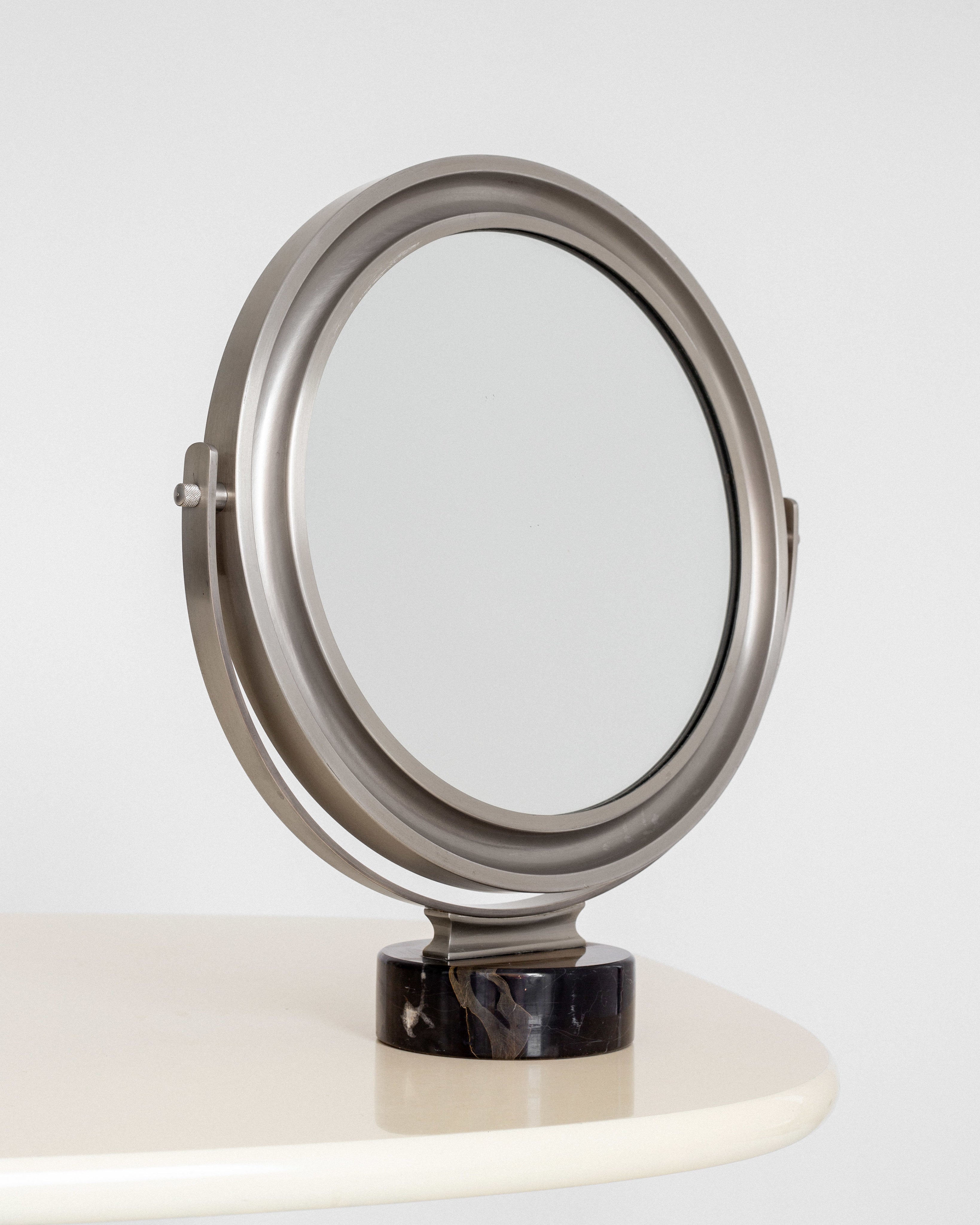 Narciso' Table Mirror by Sergio Mazza for Artemide | The Oblist — metal frame, marble base