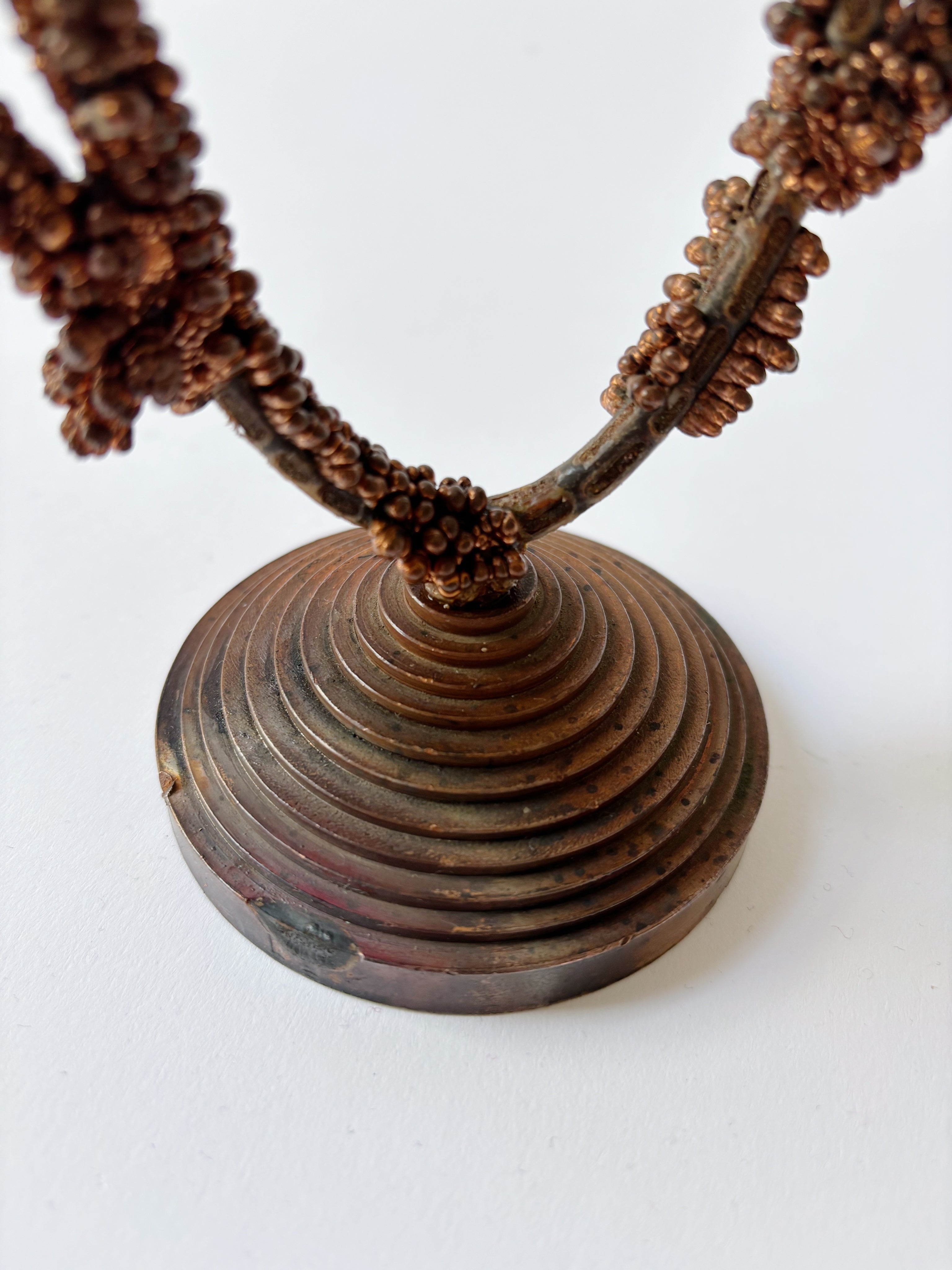 Metal Coral Form Candlestick, Brutalist Folk Art Poland — lifestyle setting