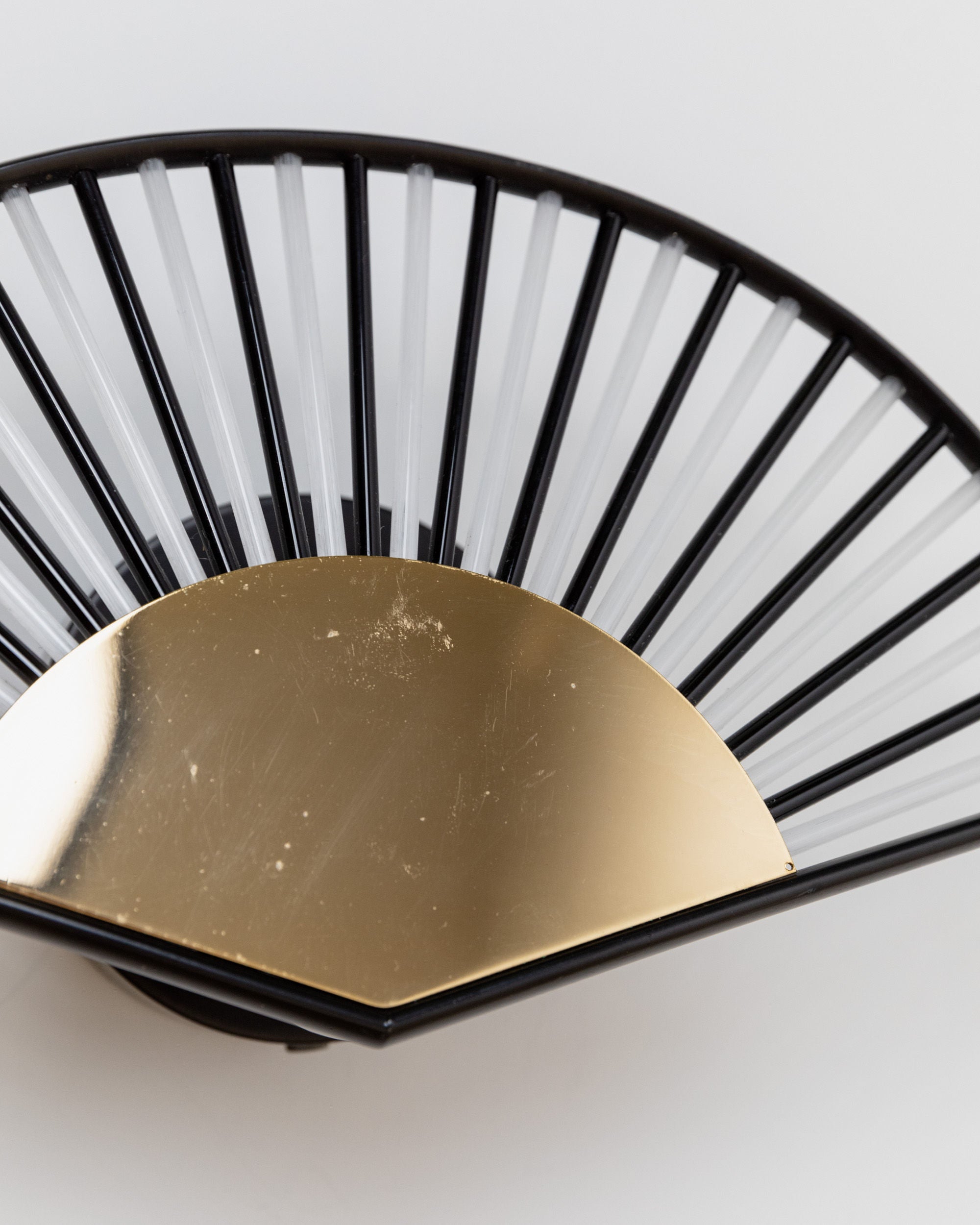 Wall Light Fan Shape, Italy 1980s — back view showing black and gold materials