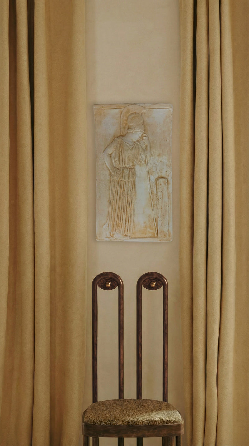 DĪDA Chair II – Solid Dark Walnut with Dedar Upholstery — detail view