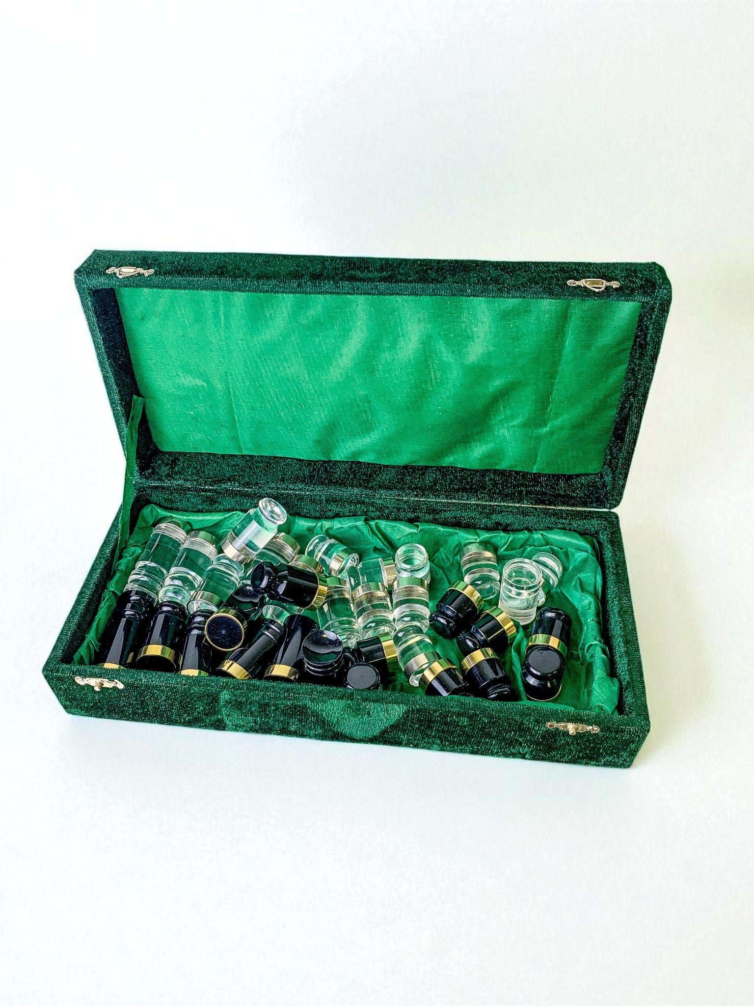 Acrylic & Gilt Brass Chess Set with Marble Board, Italy, 1970s — alternate view