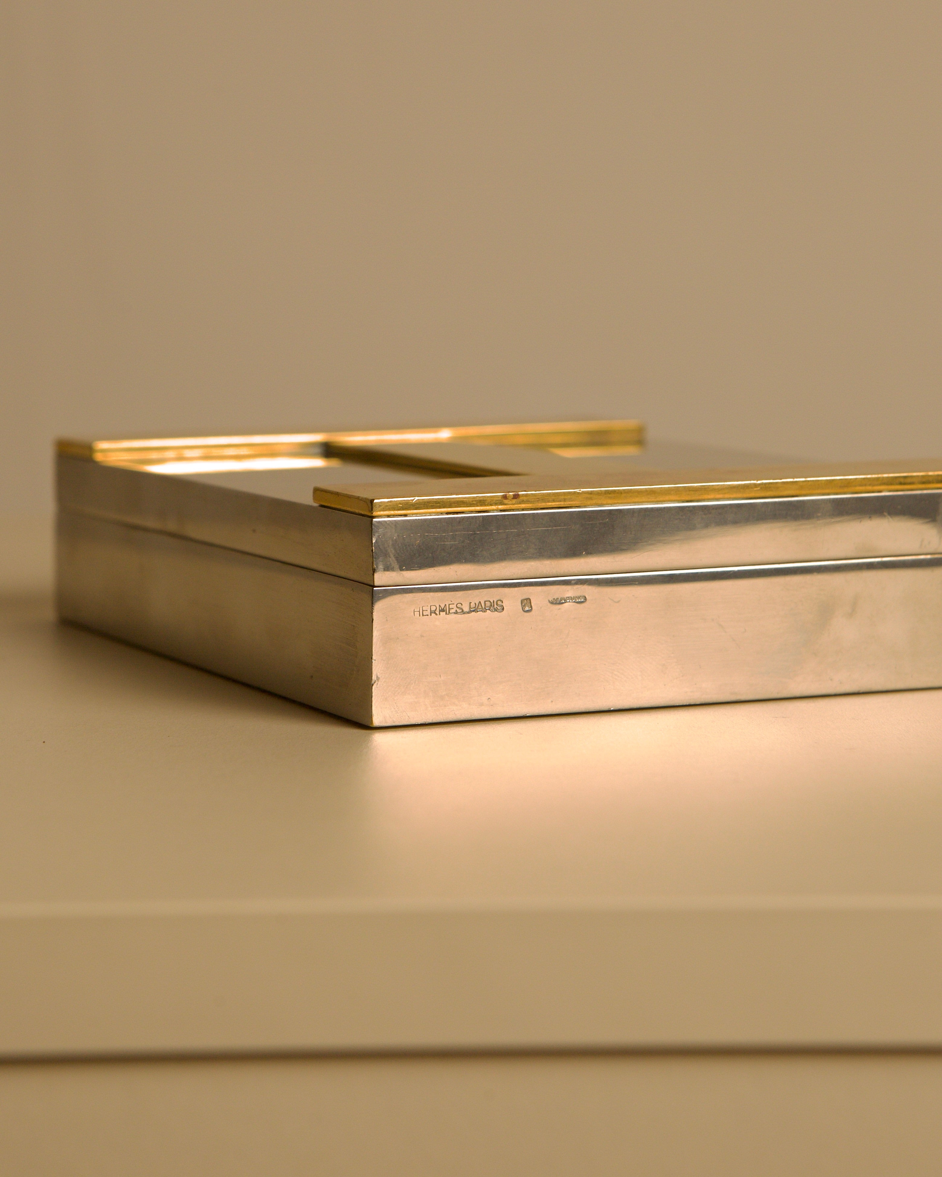 Hermès Paris Silver-Plated and Brass Box by Ravinet d'Enfert, France 1960s — in context