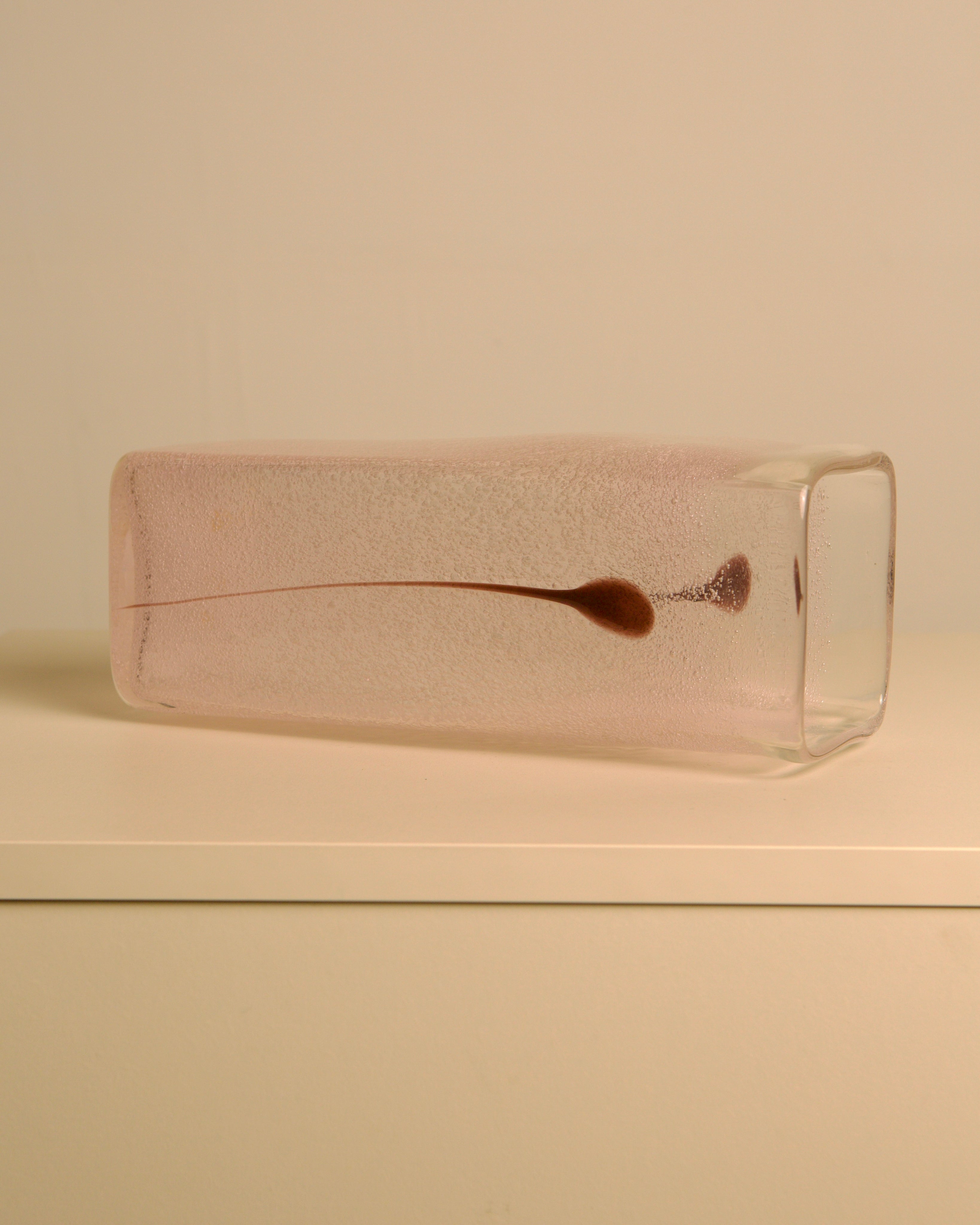 Pair of Italian 80s Murano glass and purple feather vases — alternate view