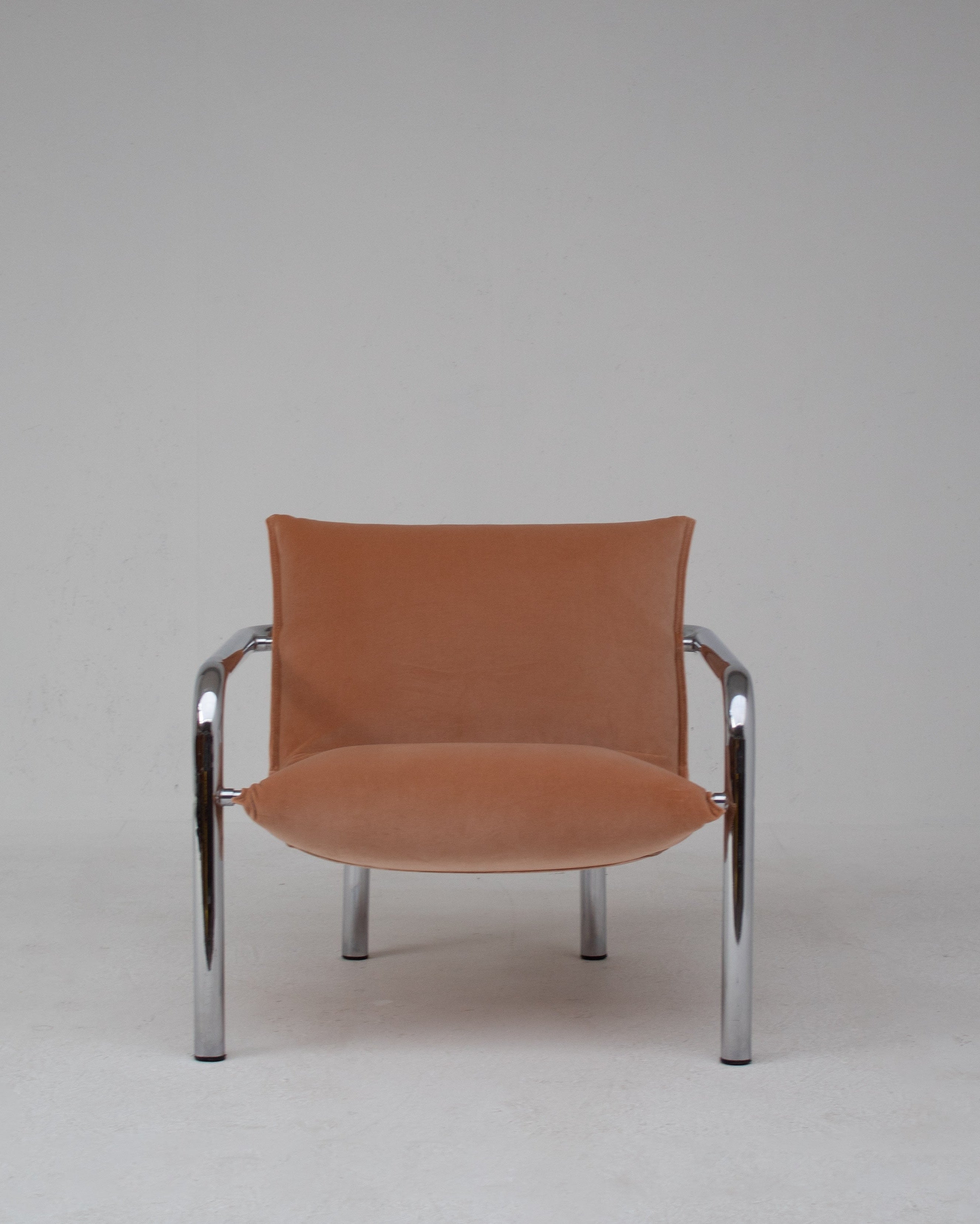 Vintage Lounge Chair in Metal and Velvet