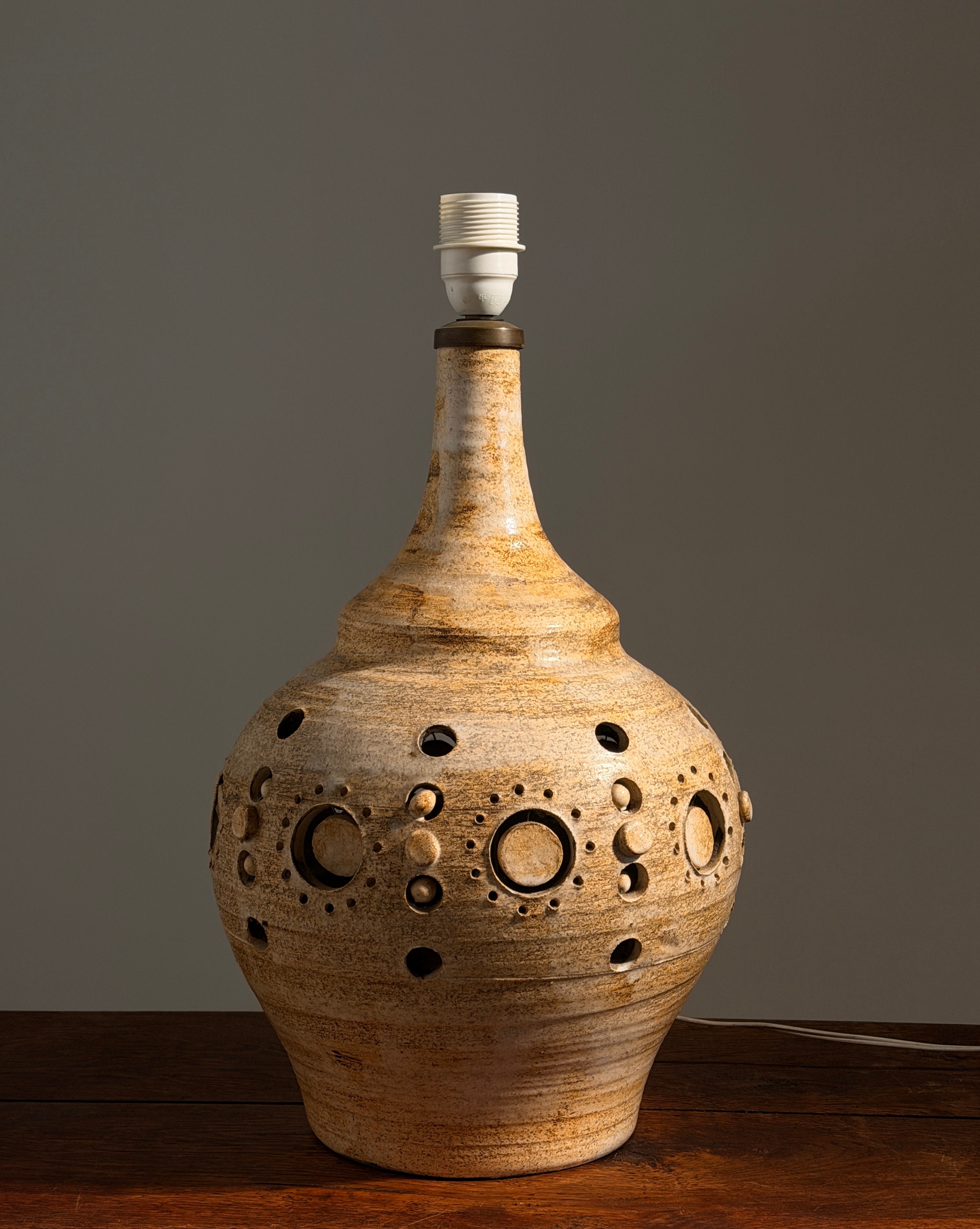 Large ceramic table lamp by Georges Pelletier, circa 1960 — side angle
