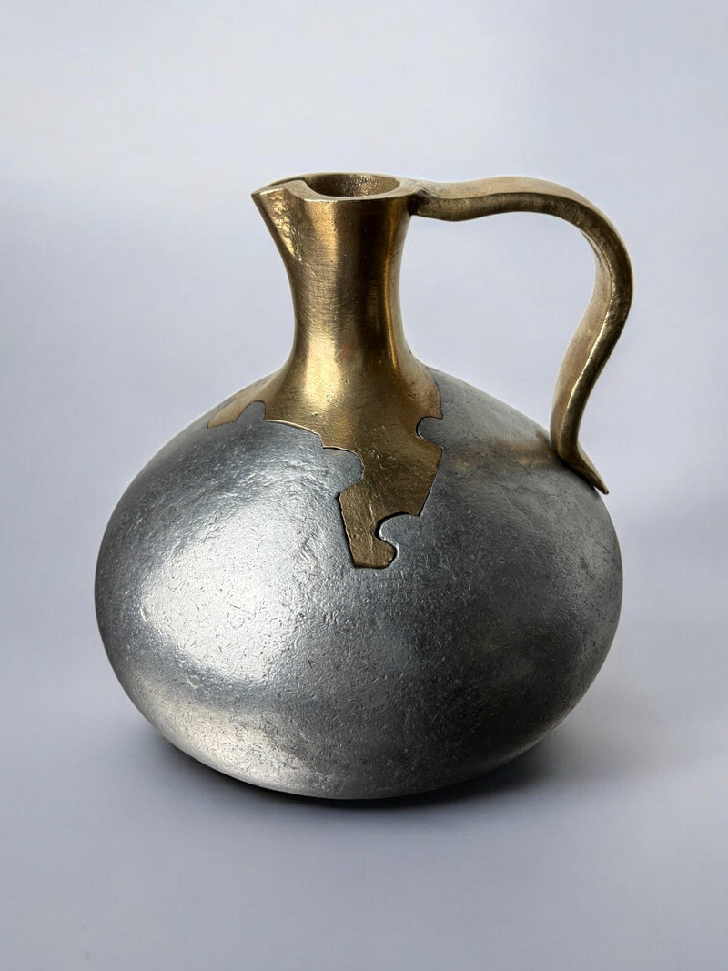 Brutalist Pitcher by David Marshall, 1970s by Malamar Studio | The Oblist — metallic finish, handcrafted design