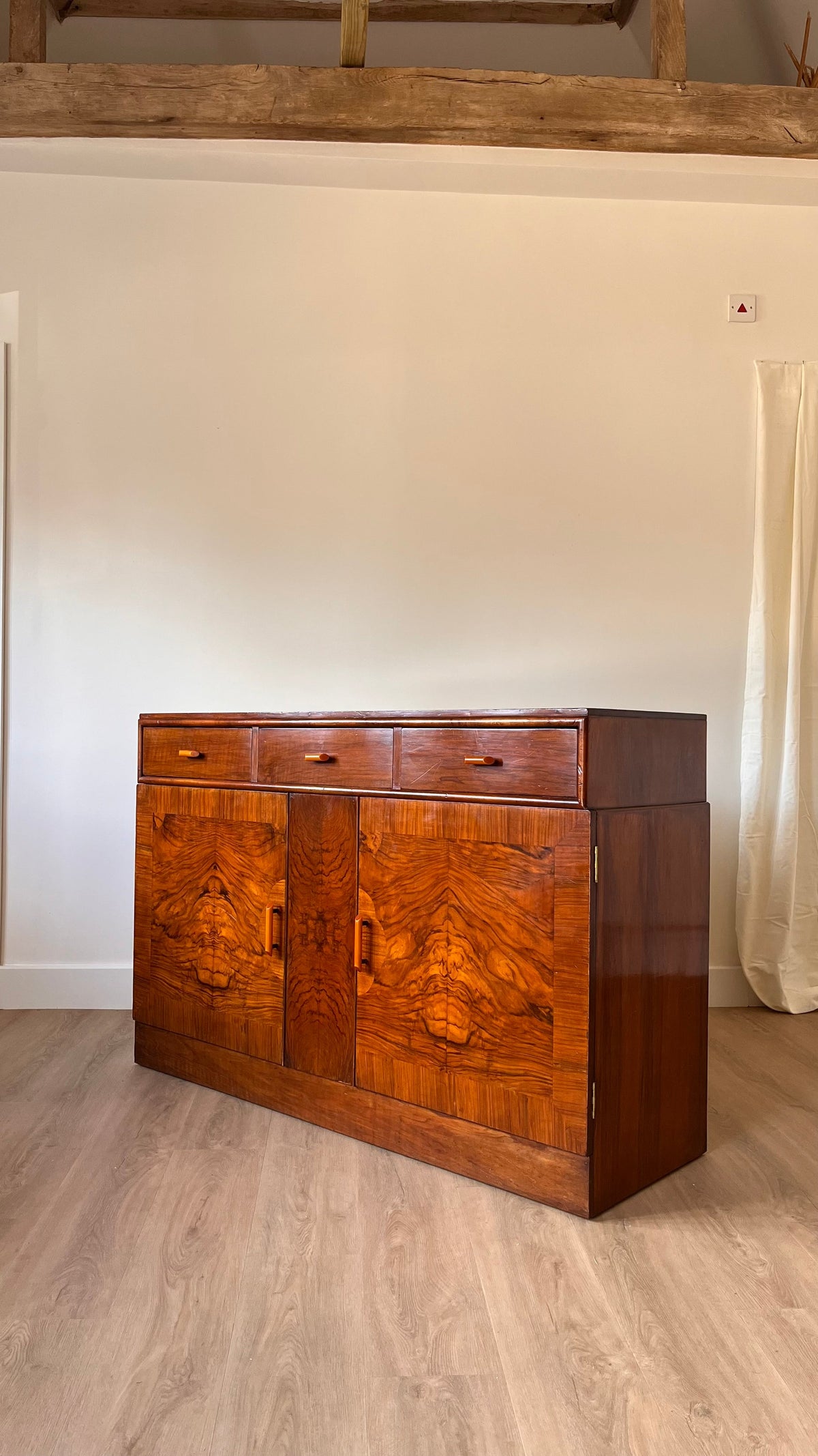 1930s Art Deco Burr Walnut Sideboard — lifestyle setting