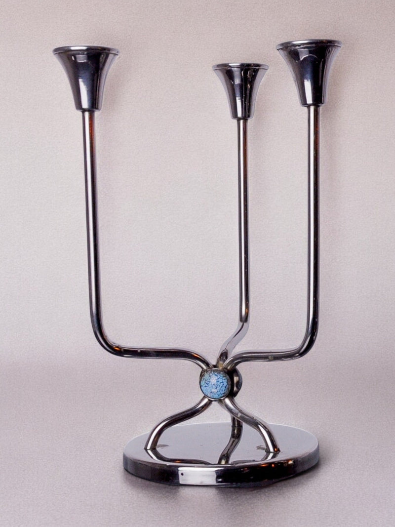 Stainless Steel Candleholder, Spain, 1970s — detail view