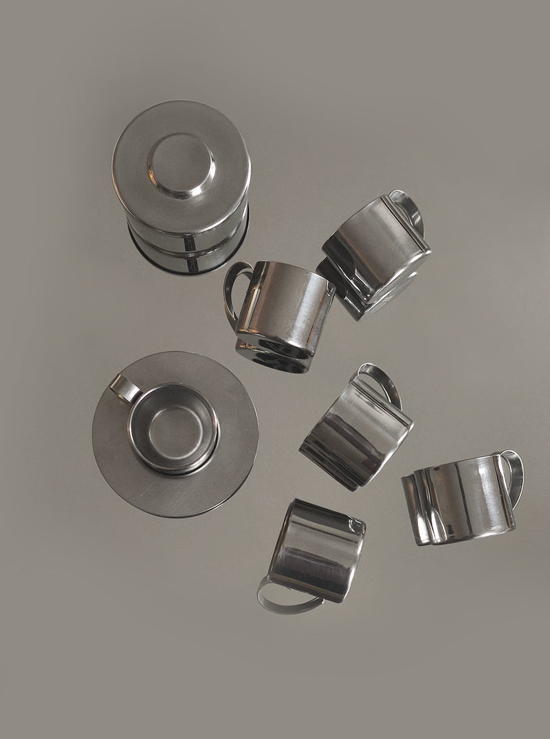 Set of 4 Espresso Cups and Sugar Pot by Les Objoies | The Oblist