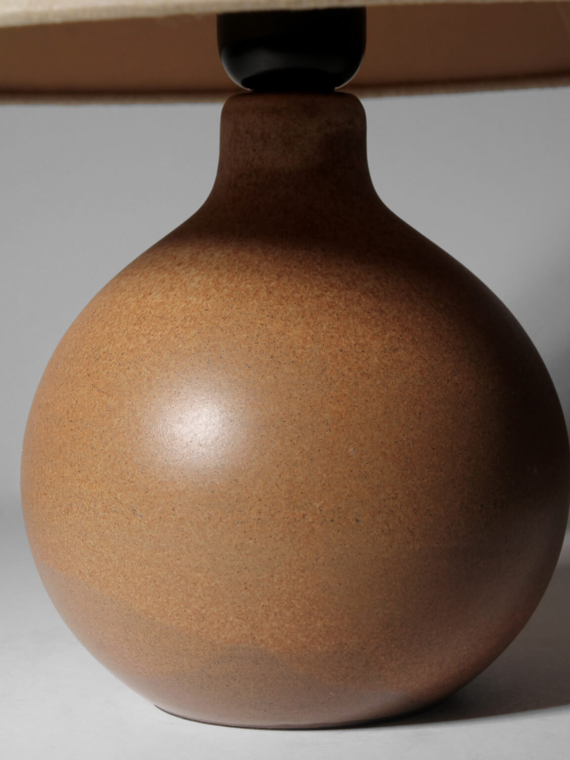 Mid-Century Mustard Sphere Ceramic Shade Lamp By Krösselbach — side angle