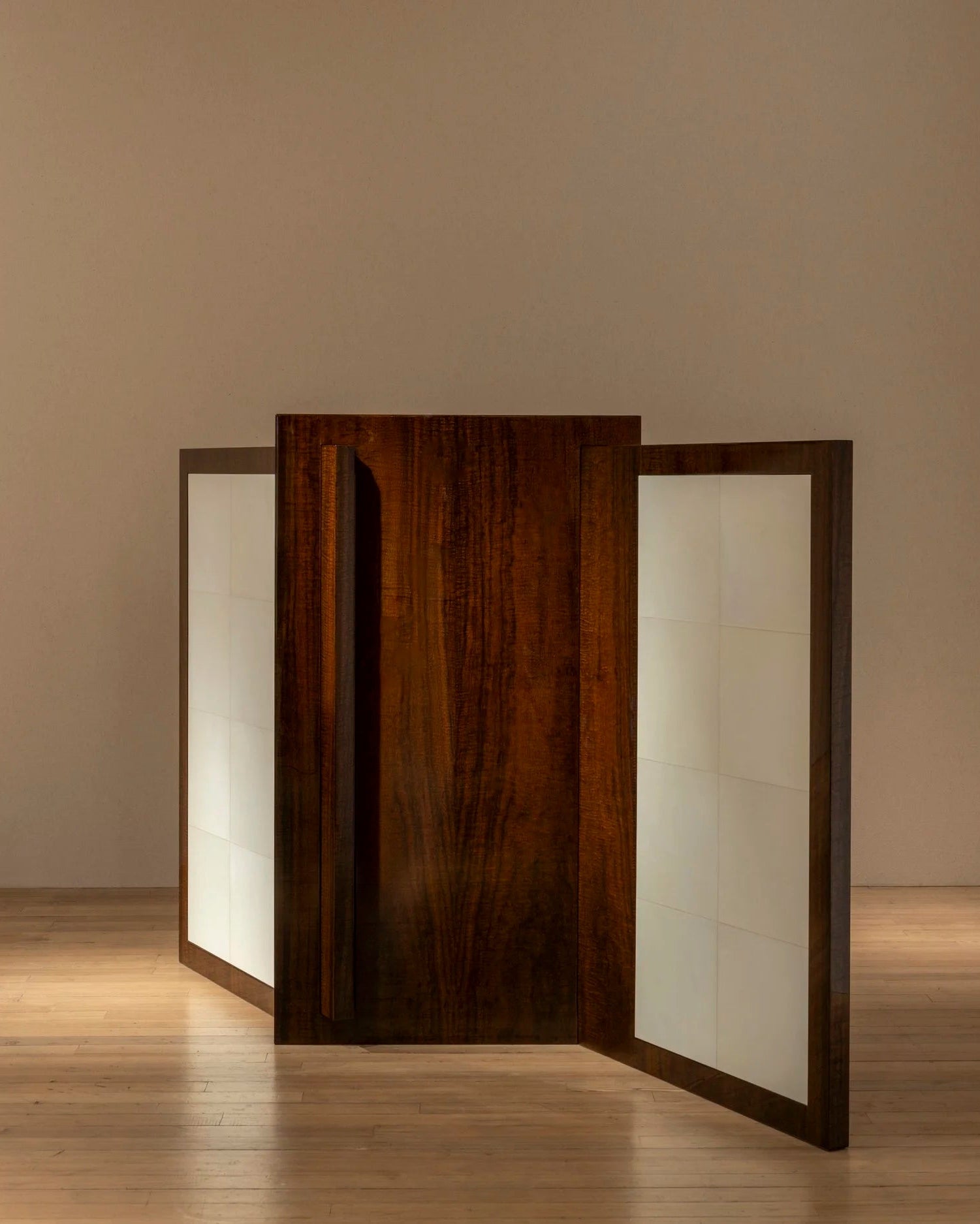 Additions Half Screen - Handcrafted in Wood Veneer & Parchment — lifestyle setting