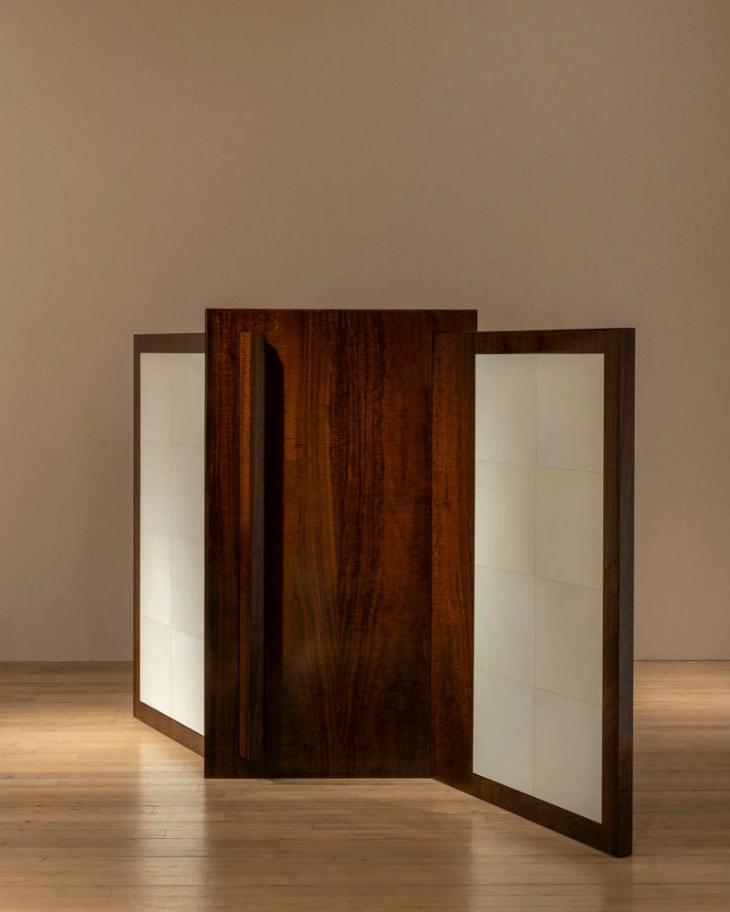 Additions Half Screen - Handcrafted in Wood Veneer & Parchment — lifestyle setting