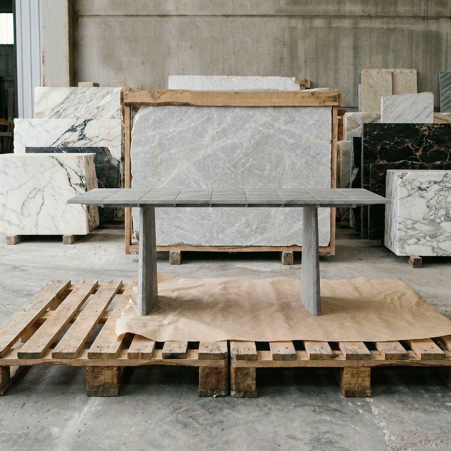 Minimalism Dining Table in Marble - Table FUSO — close-up