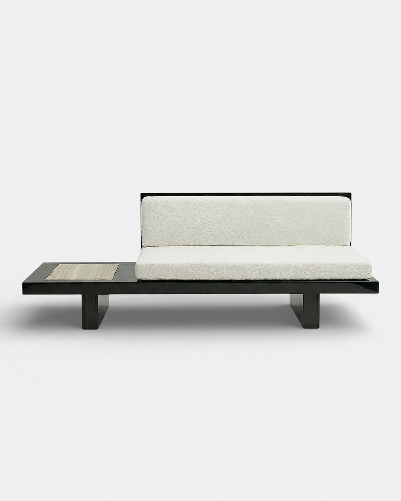 Phoebe Black And Ivory Onyx Bench by Marbera | The Oblist