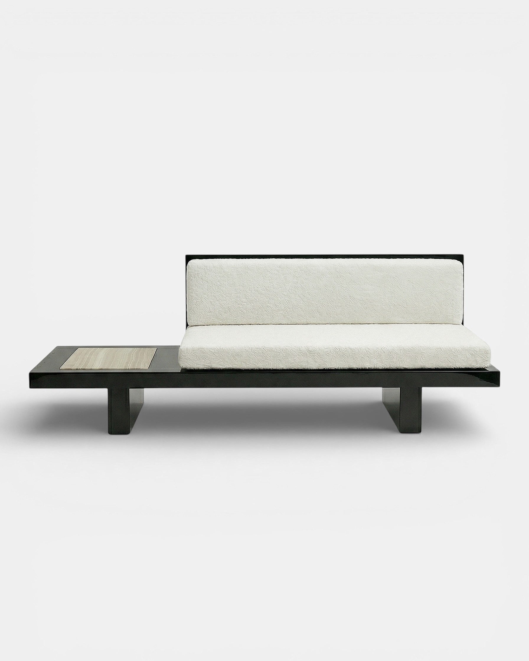 Phoebe Black And Ivory Onyx Bench by Marbera | The Oblist