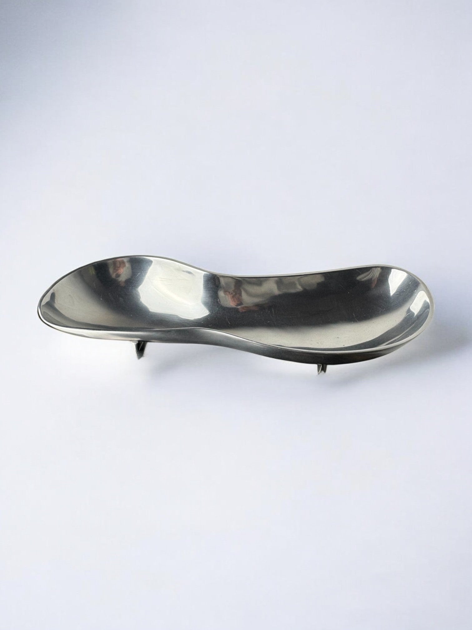 Biomorphic Aluminum Centerpiece, Spain, 1980's — side angle showing polished aluminum surface
