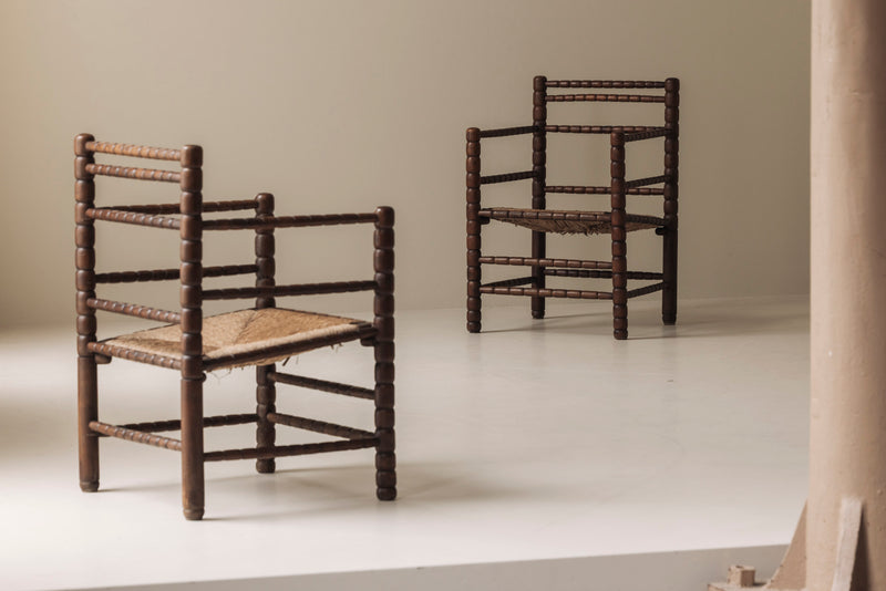 Sculptural French 'Bobbin' armchairs, 1950s by Modern Living | The Oblist