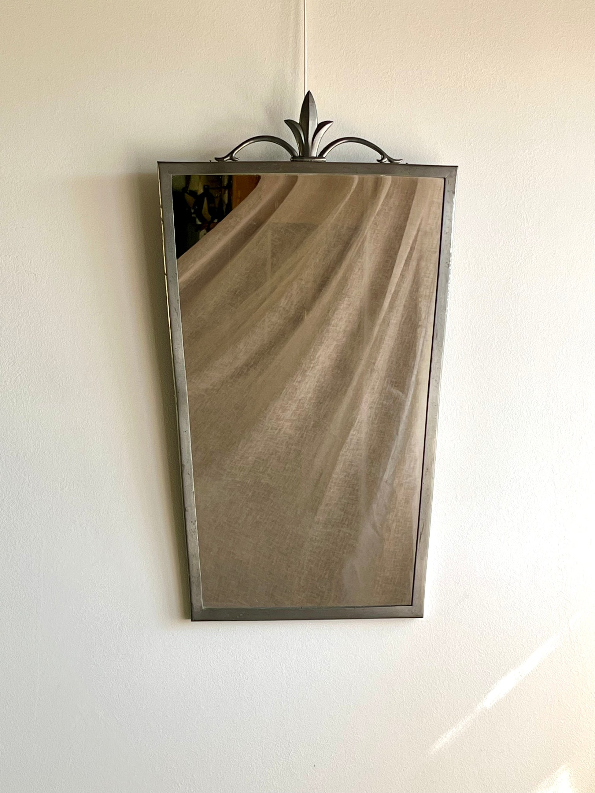 Swedish Grace Pewter Mirror & Sconce Set by Svenskt Tenn, 1931 — alternate view