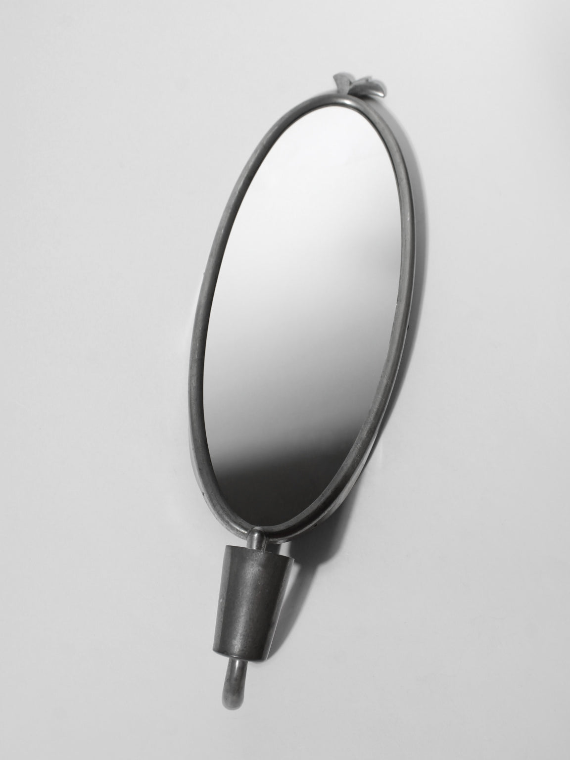 Art Deco Pewter Wall Mirror-Candle Holder, 1930s, Sweden