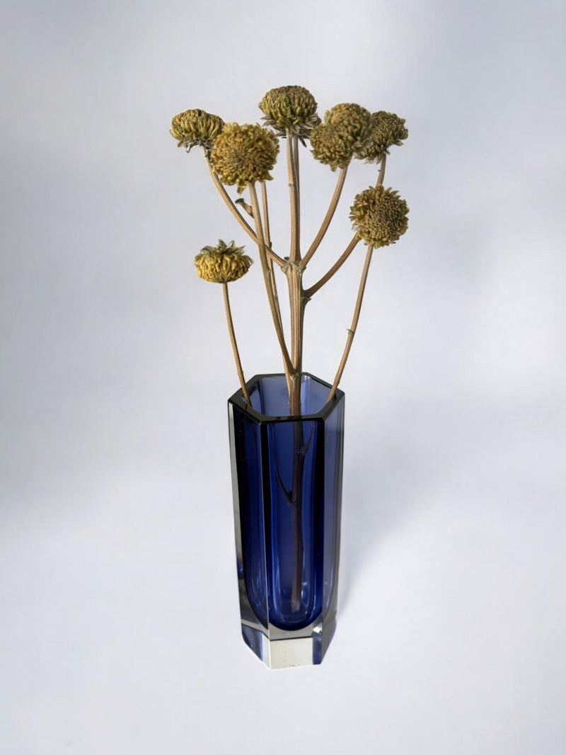 Sommerso Vase by Seguso | The Oblist — blue faceted glass, vintage