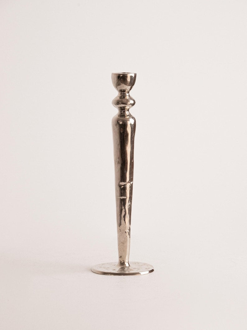 Vintage Brutalist Hand-Hammered Silver Candleholder by Studio Ecubed | The Oblist