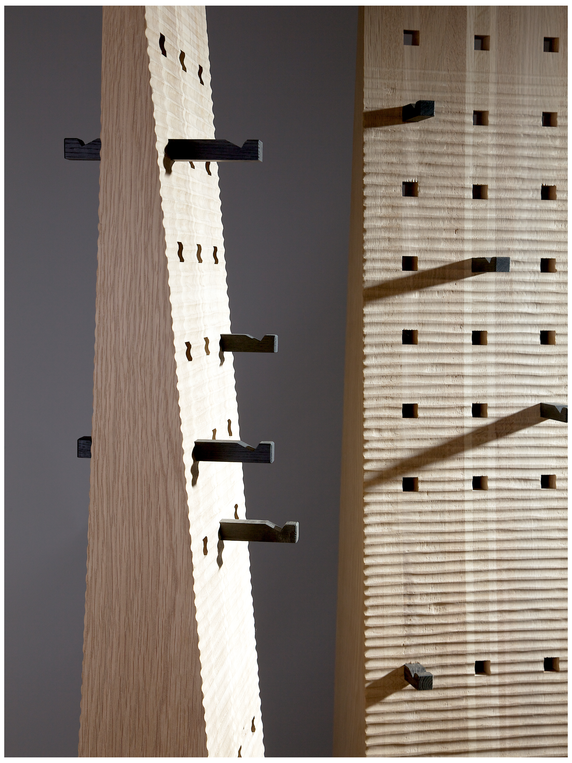 Totem Coat Stand - Oak and 5500 years old Bog Oak by Mauro Dell'Orco