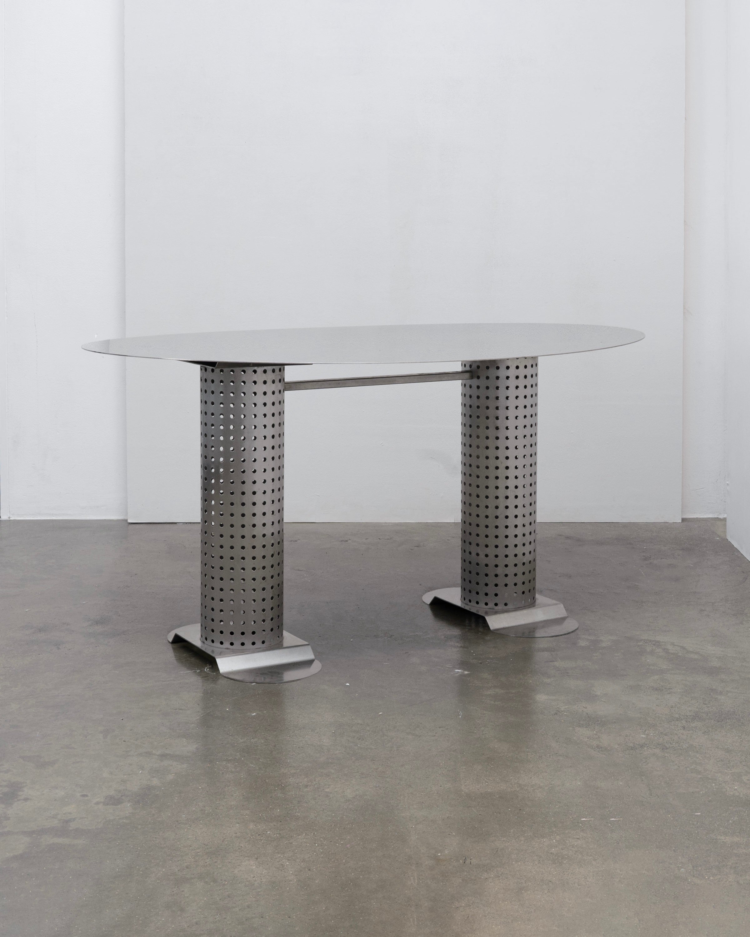 Postmodern Stainless Steel Dining Table, c.1980