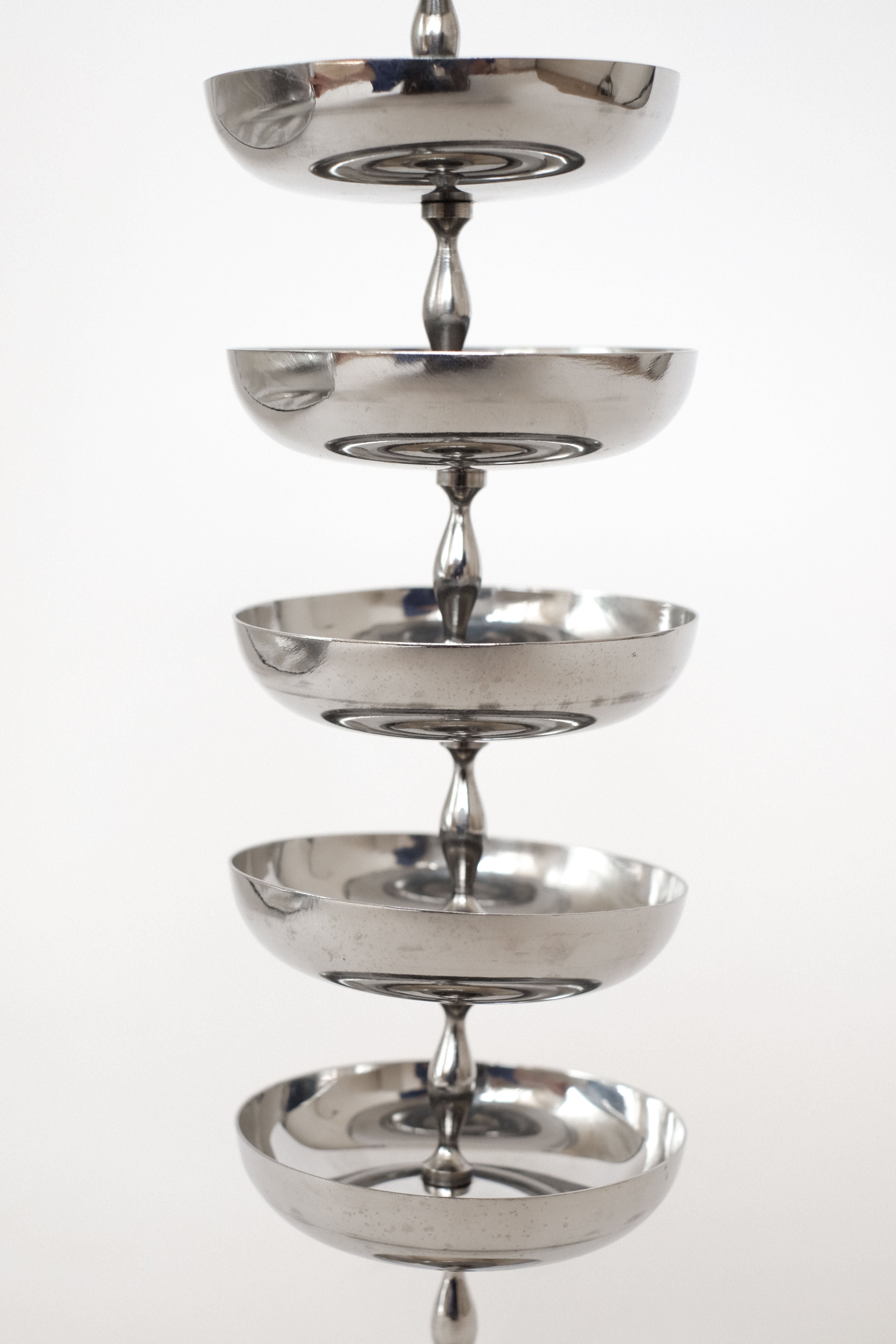 Set of 6 Ice Coupes — vertical view of polished metal dishes