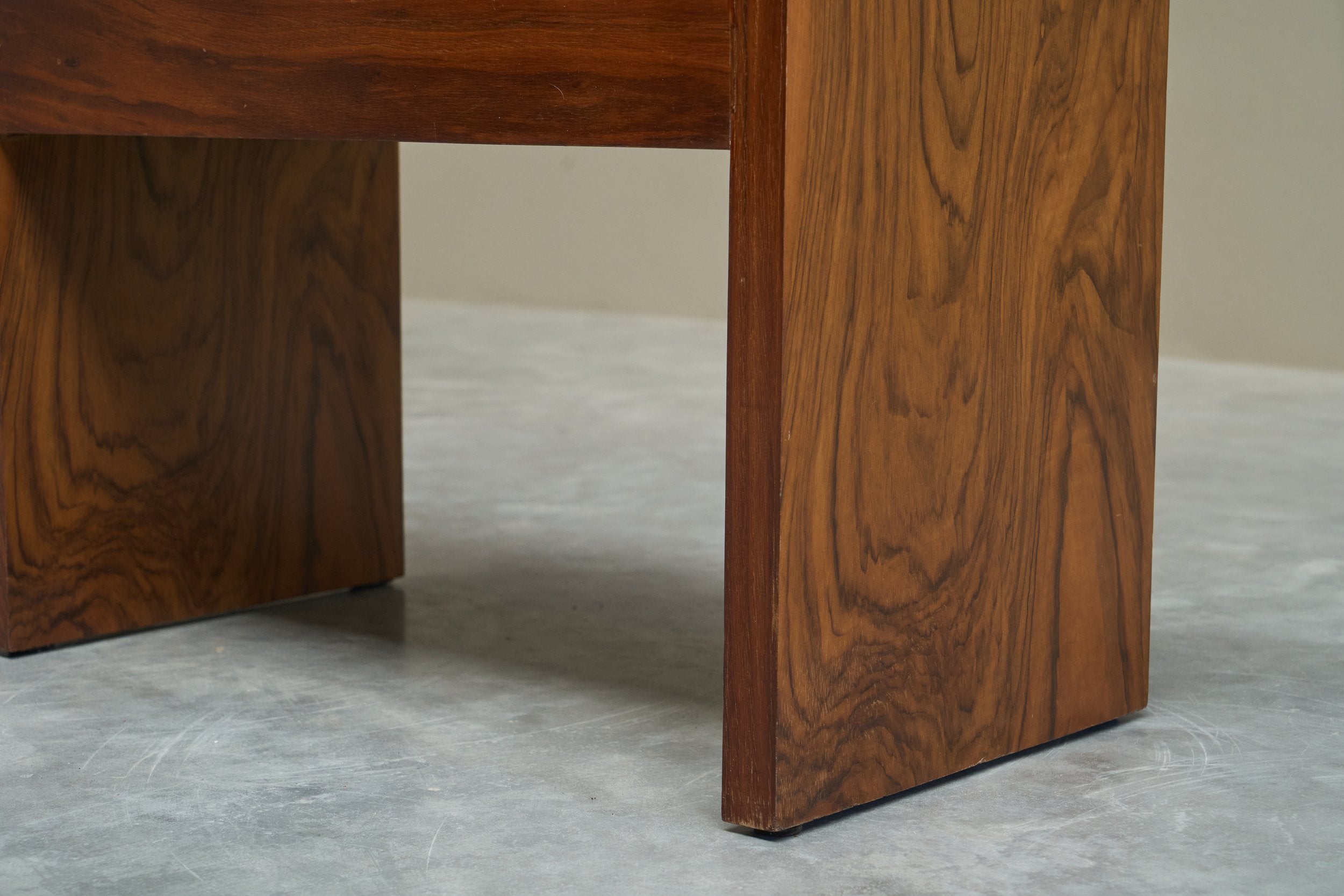 Stunning Art Deco Bench in Burr Burl Walnut and Velvet — in context
