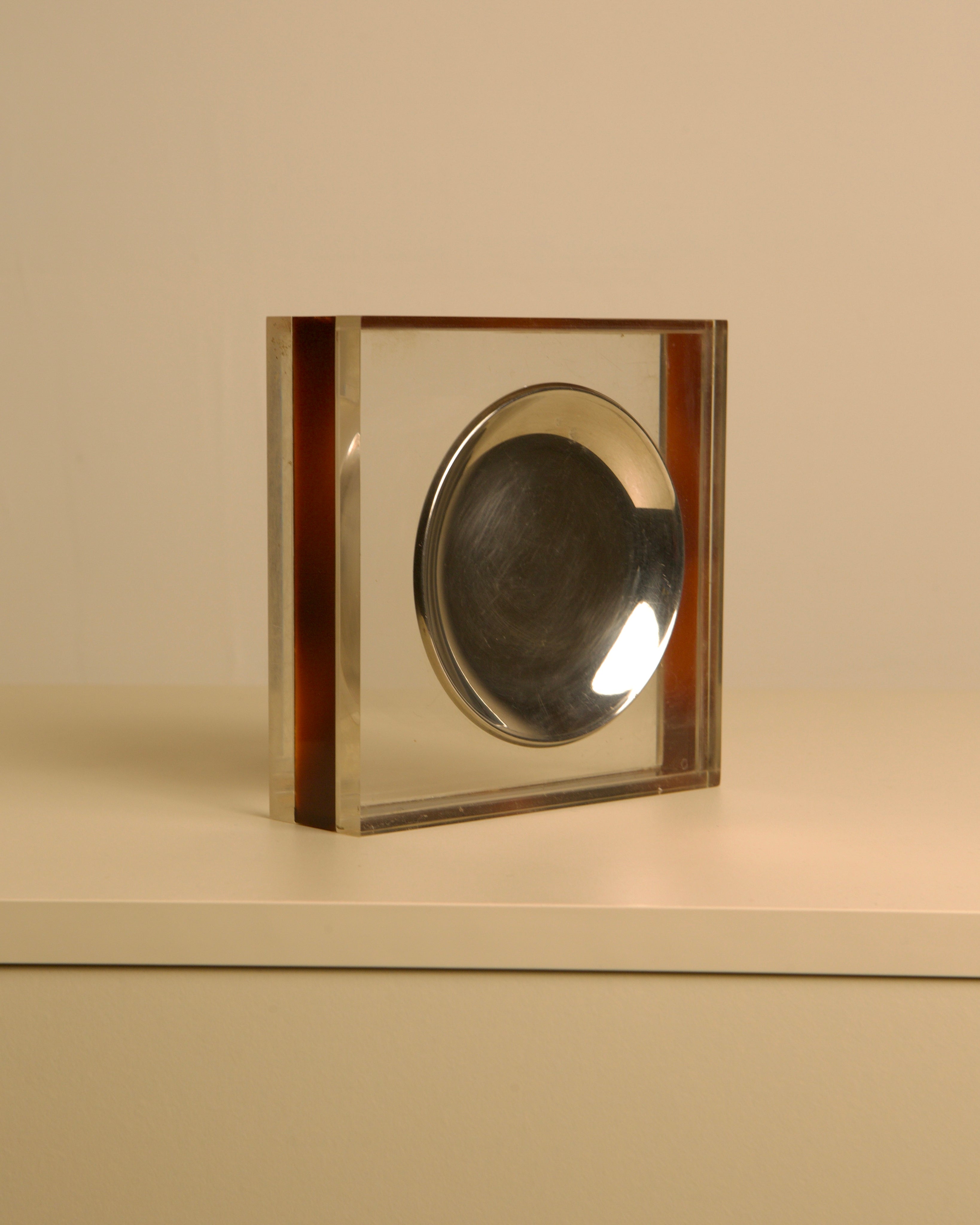 Square Italian Trinket Tray in Smoked Plexiglass, 70s