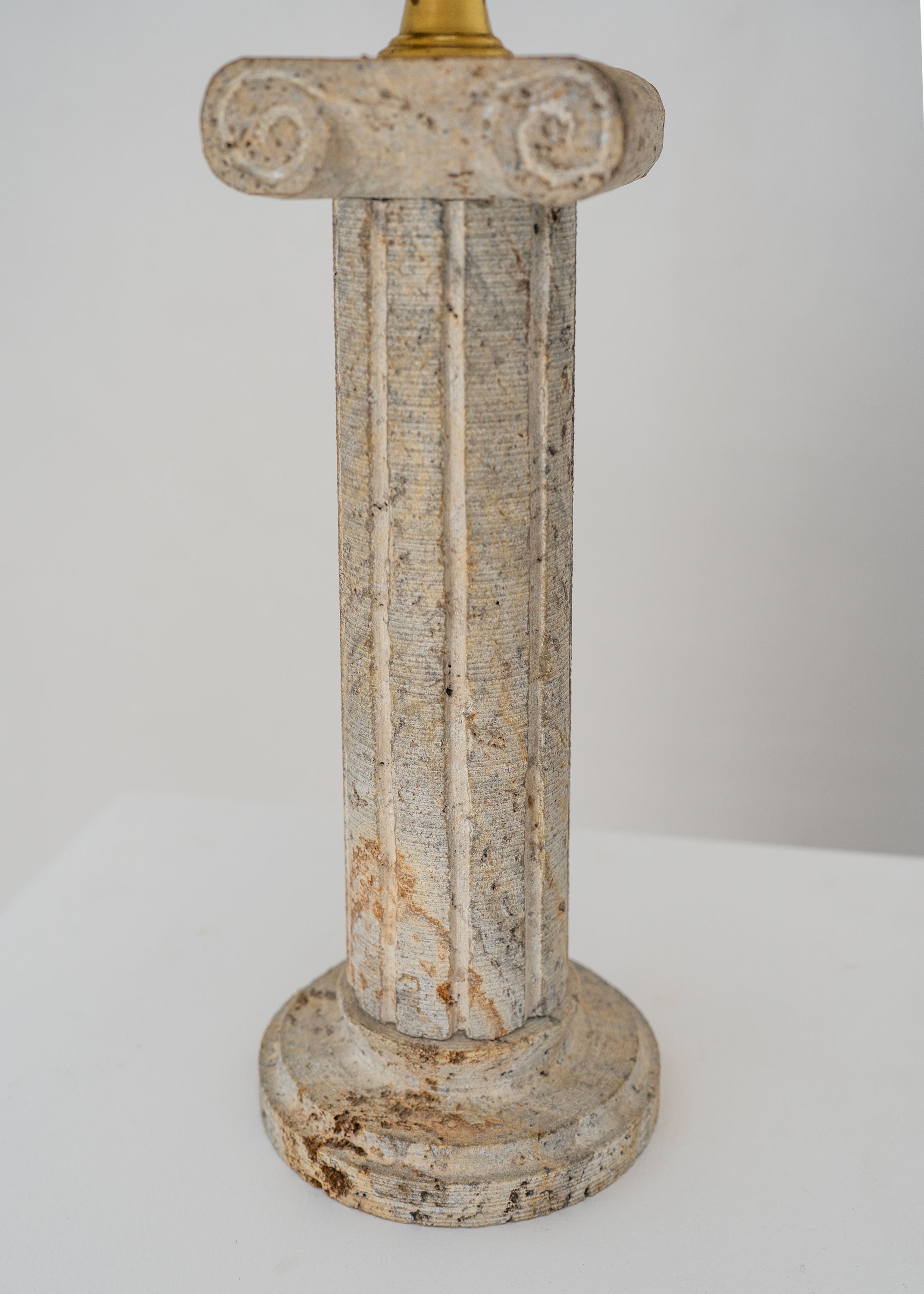 Postmodern Stone Column Table Lamp — close-up of textured stone base