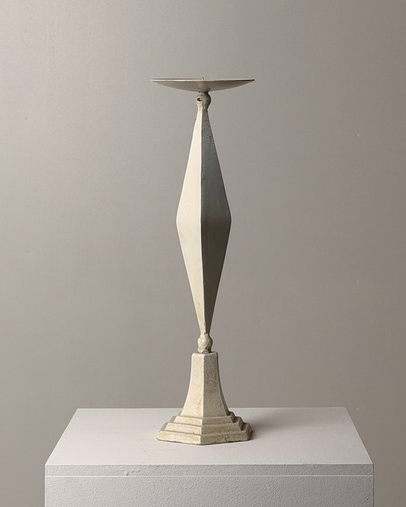 White-patinated Iron Candlestick by Figuresdesign | The Oblist — vintage white finish