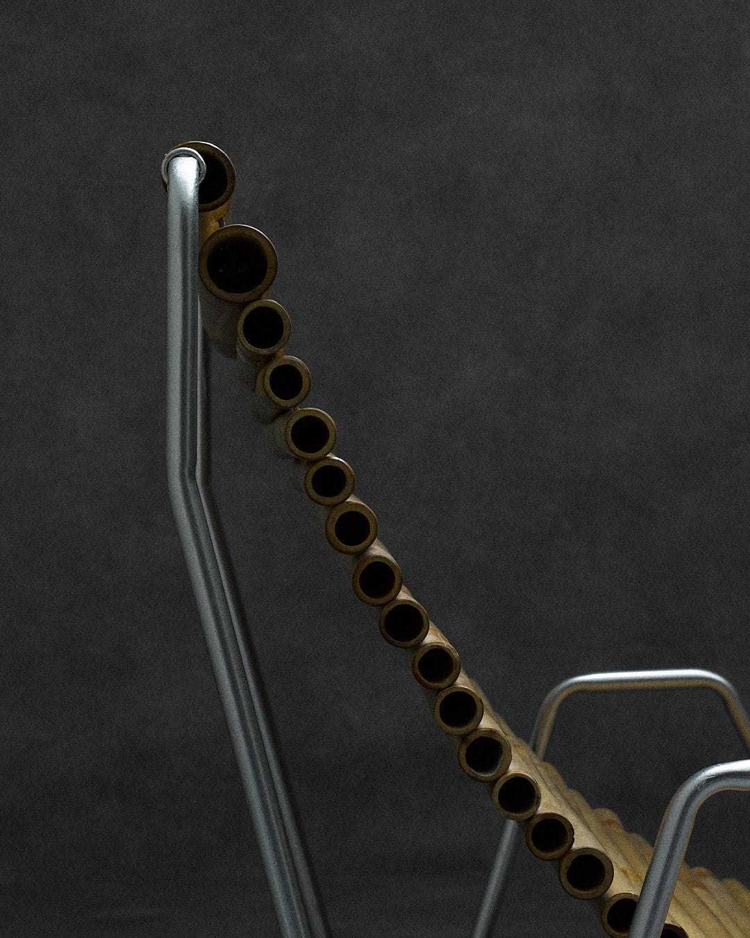 bamboo lounge chair, signed "Hambresin" — angled view highlighting bamboo and metal frame