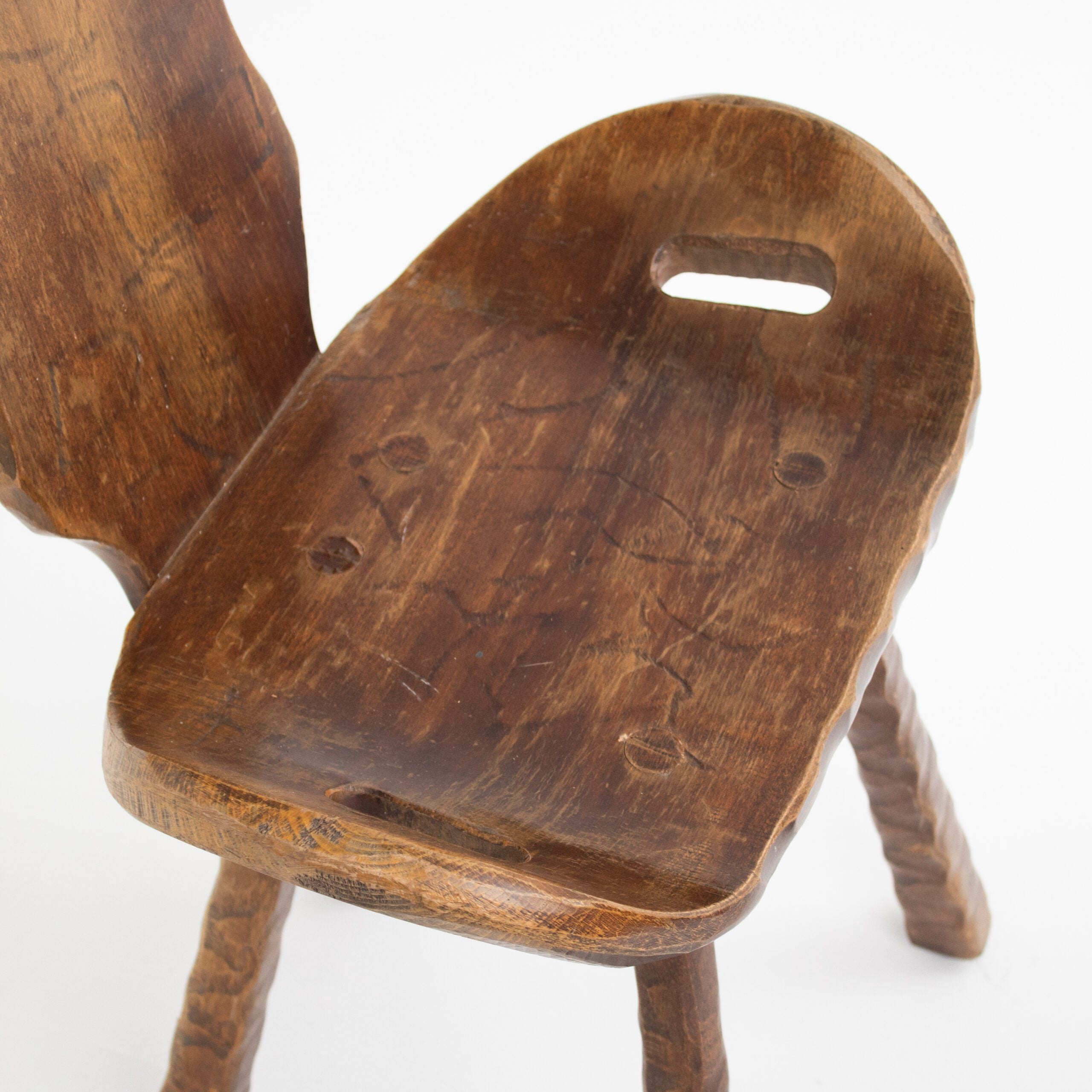 Set of 6 Brutalist Solid Wood Stools, 1970s — in context