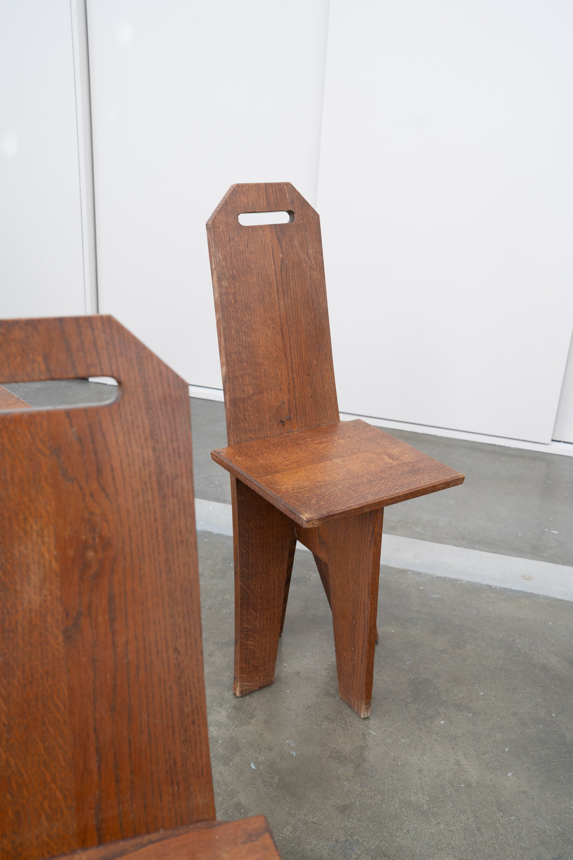 Architectural Brutalist Vernacular Oak Chair (1 of 5) — view 9