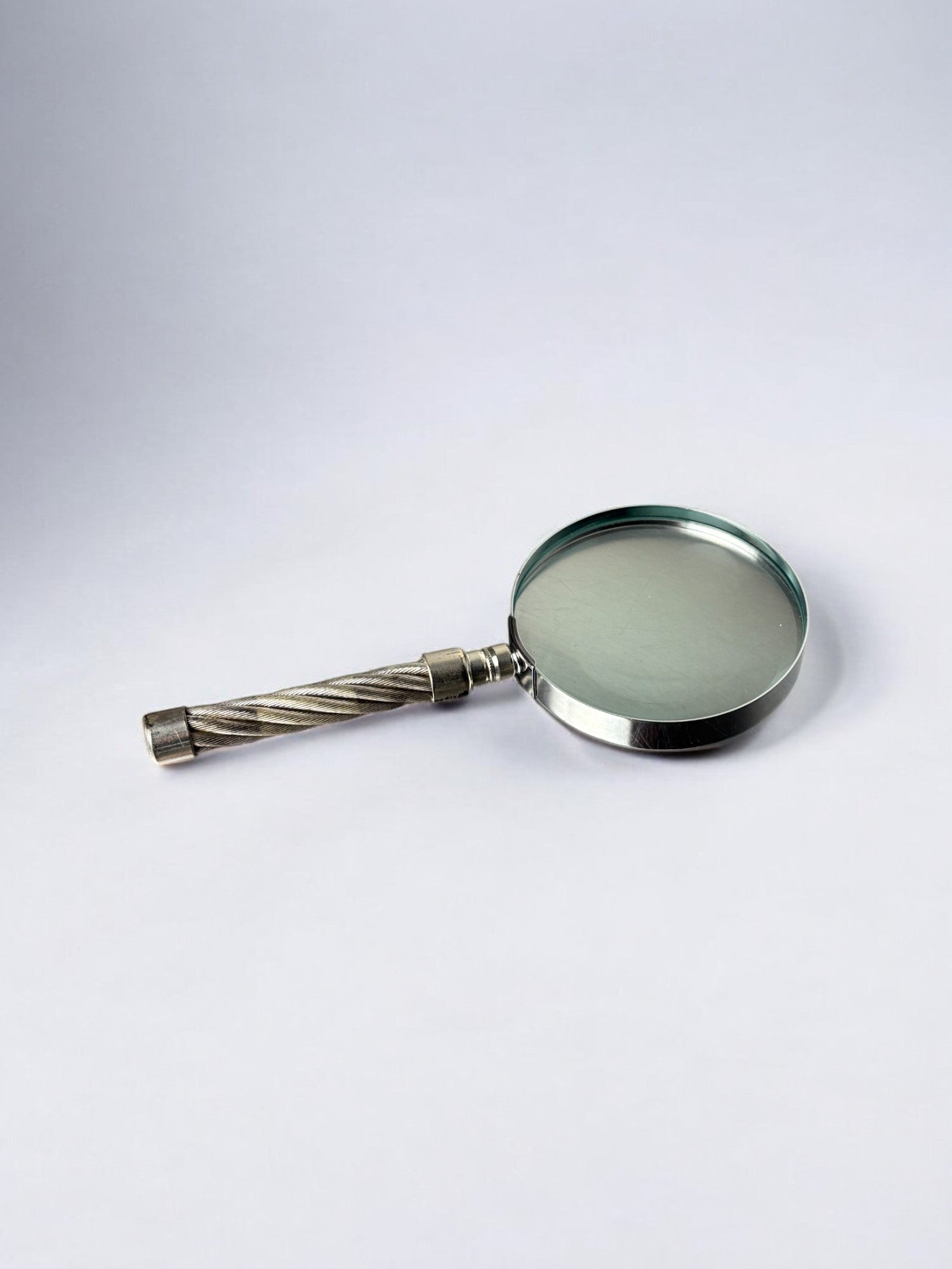 Rope Motif Magnifying Glass, France, 1970's — angled view on light background