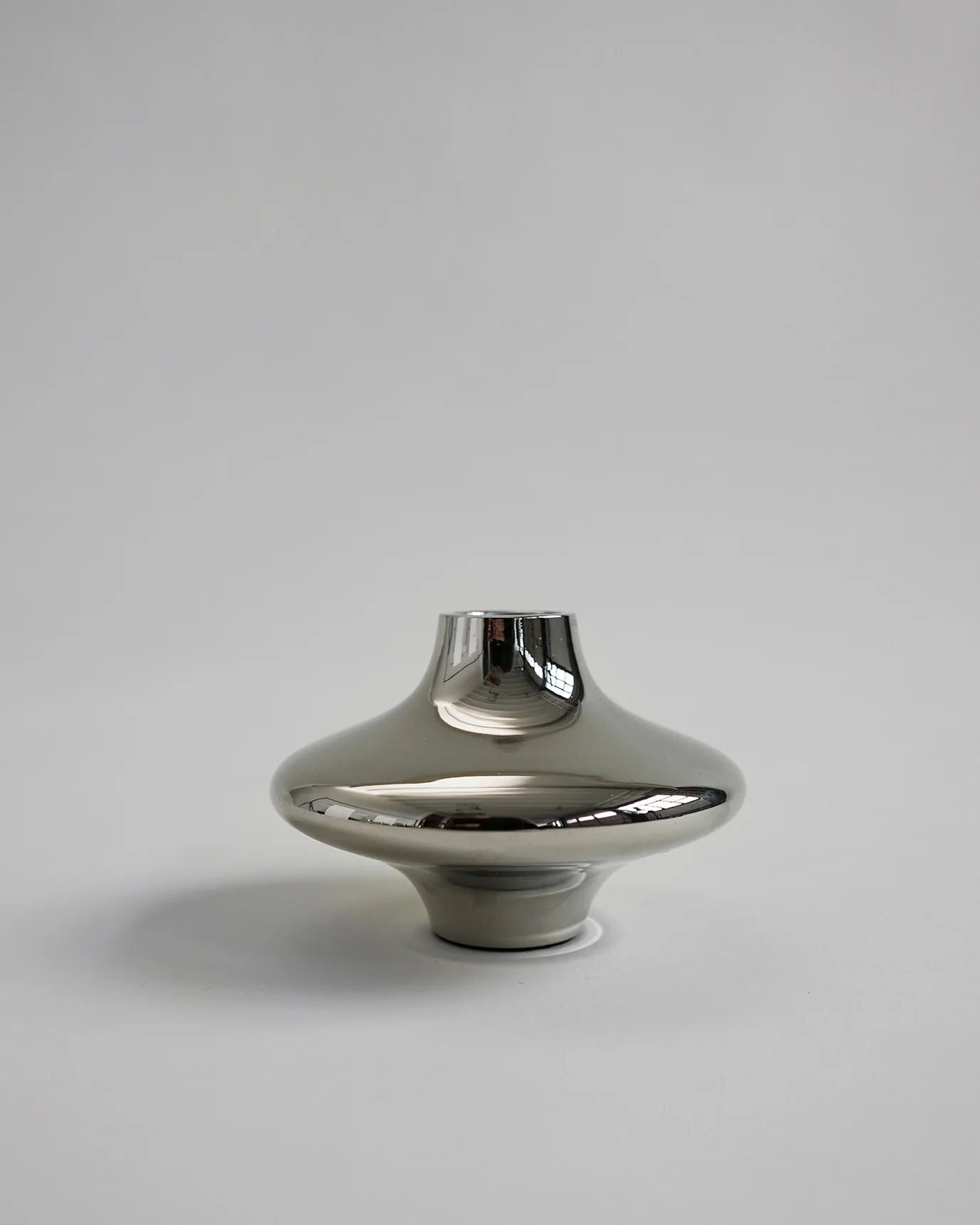 Doublet Candleholder - Small - Silver — front view on neutral background