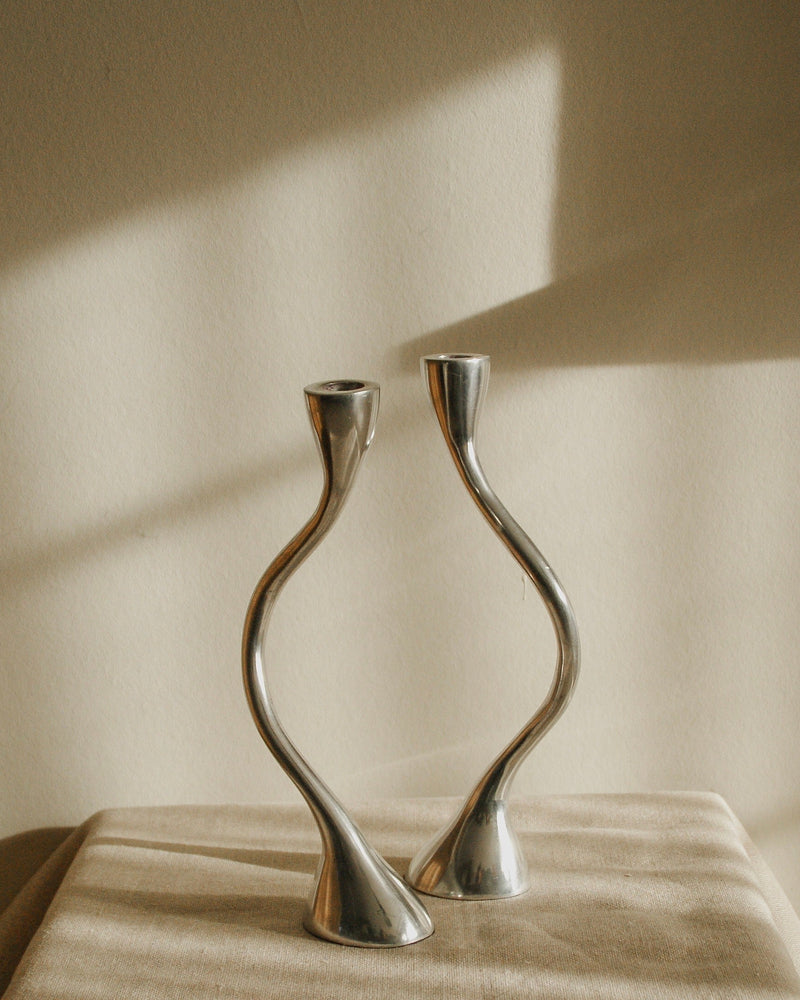 Pair of Curvy Candle Holders by Tafelgeluk | The Oblist