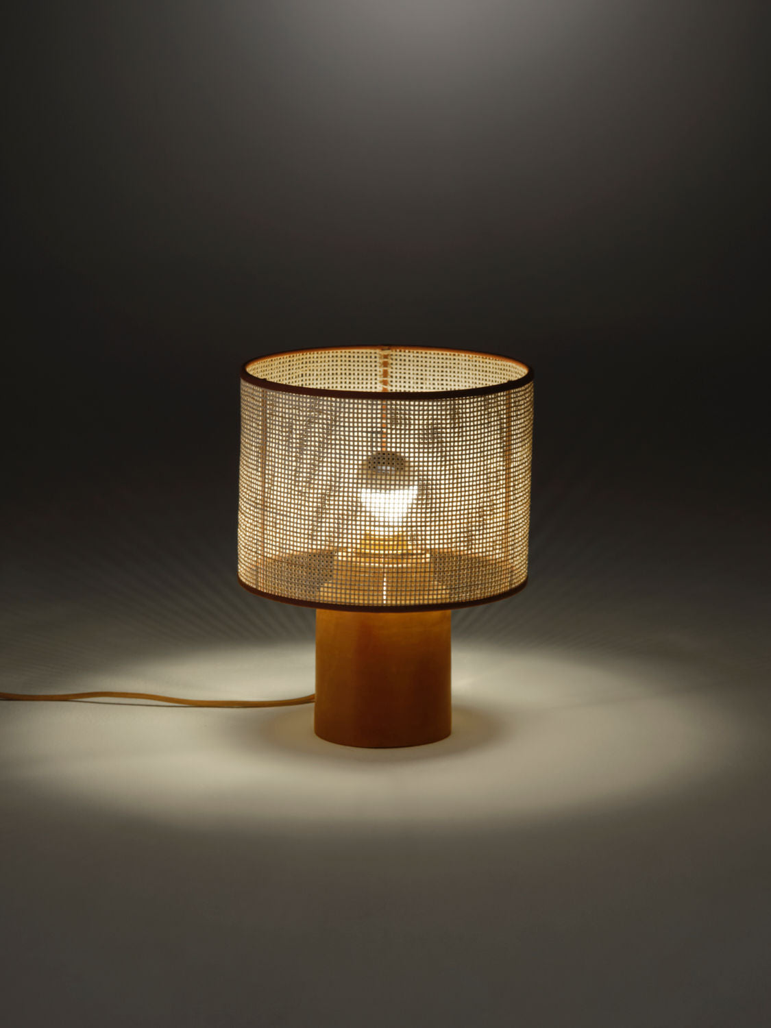 Sonora Rattan Table Lamp — side angle