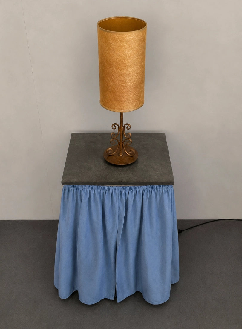 1960s French Vintage Brass & Fiberglass Table Lamp — lifestyle setting